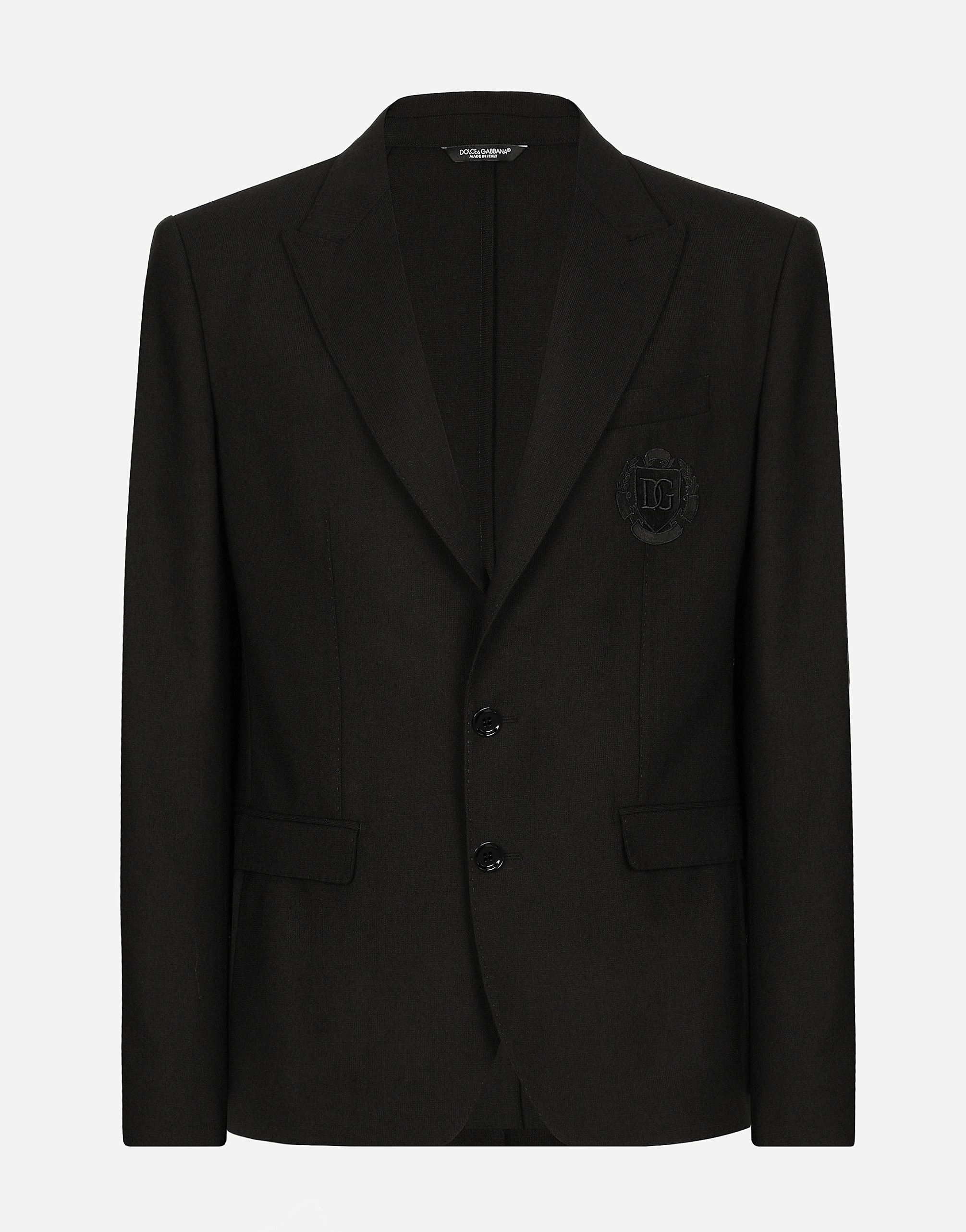 Dolce & Gabbana Single-breasted Wool Taormina-fit Jacket With Dg Patch - Man Suits And Blazers Black