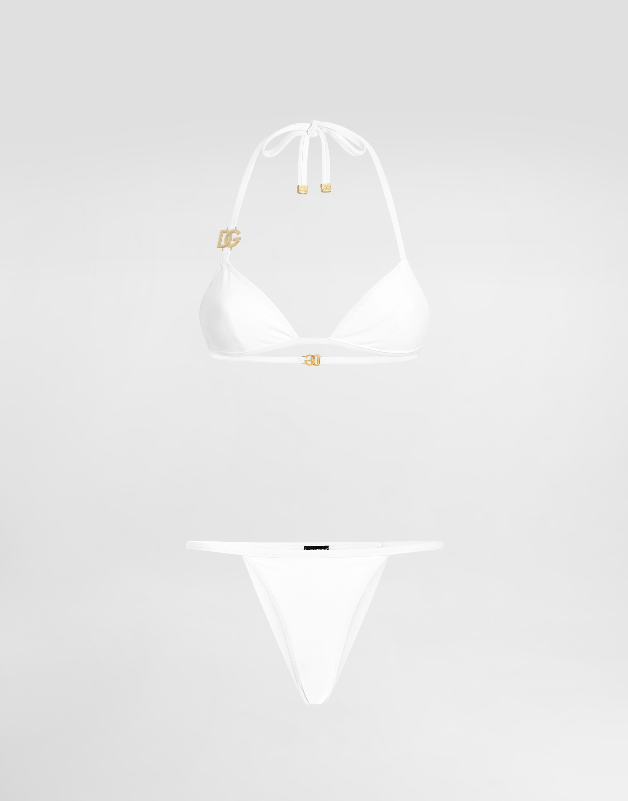 Triangle bikini with DG logo in White for Women | Dolce&Gabbana® US