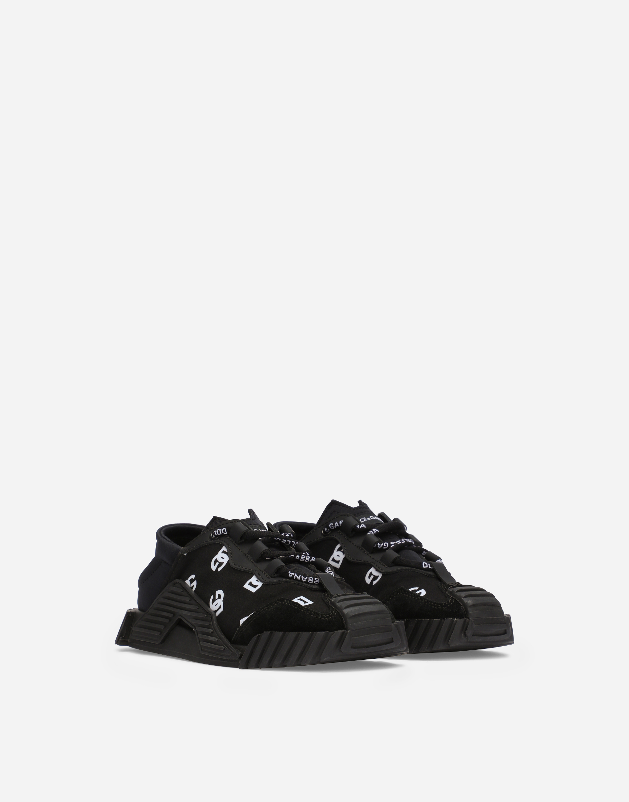 DOLCE & GABBANA NS1 SNEAKERS WITH ALL-OVER DG LOGO PRINT