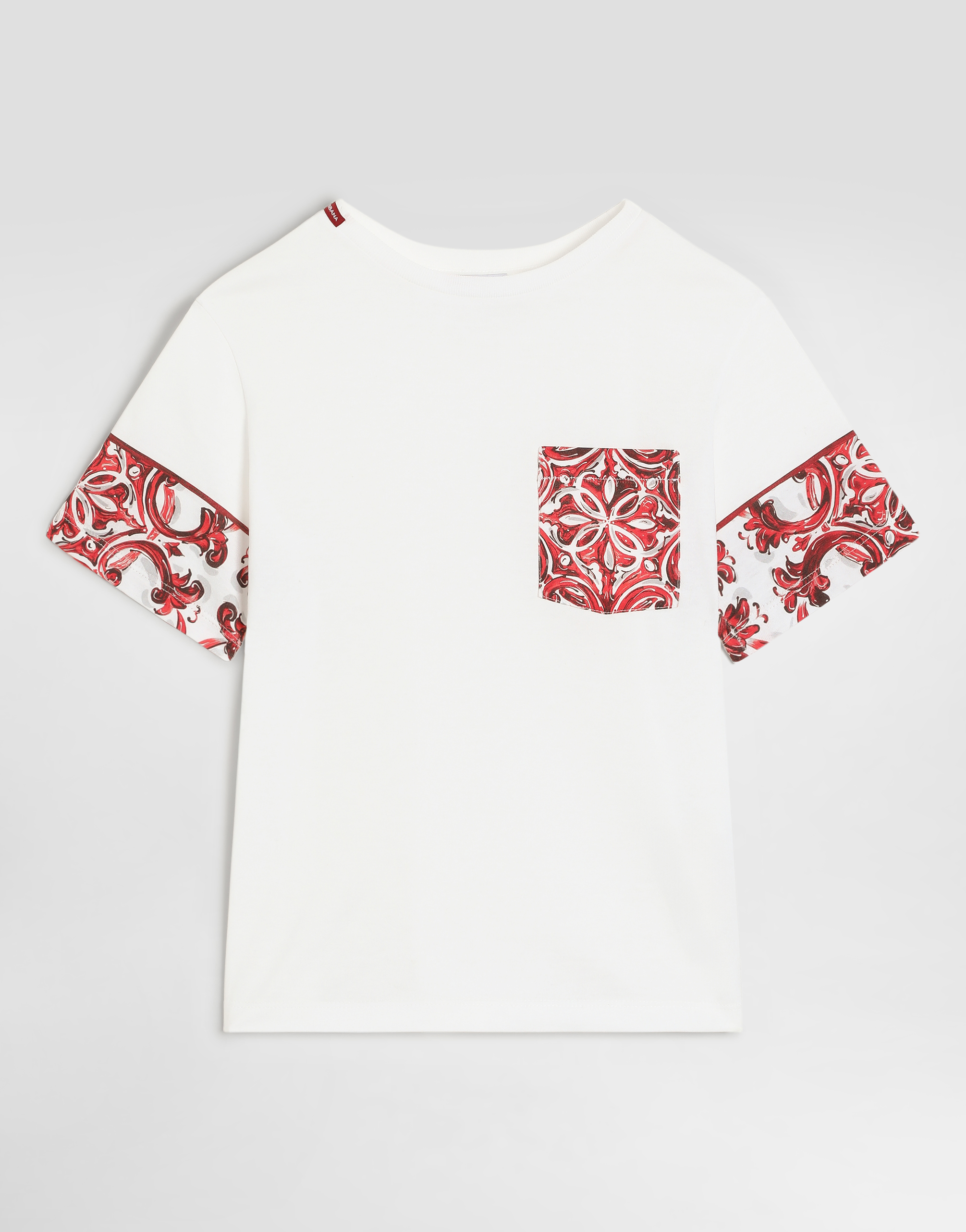 Majolica-print jersey t-shirt in White for Boys | Dolce&Gabbana®