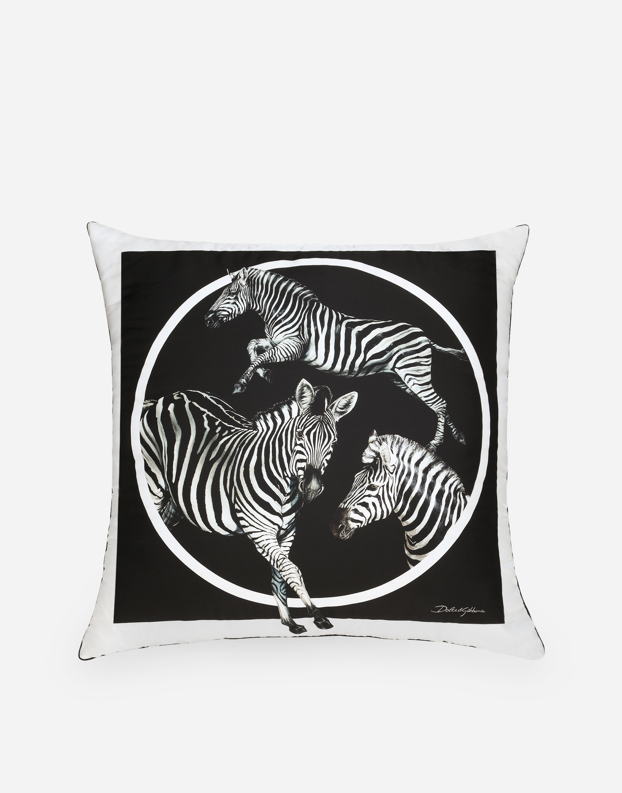 Dolce & Gabbana Silk Twill Cushion Large Multicolor Unisex Onesize In Multicolor