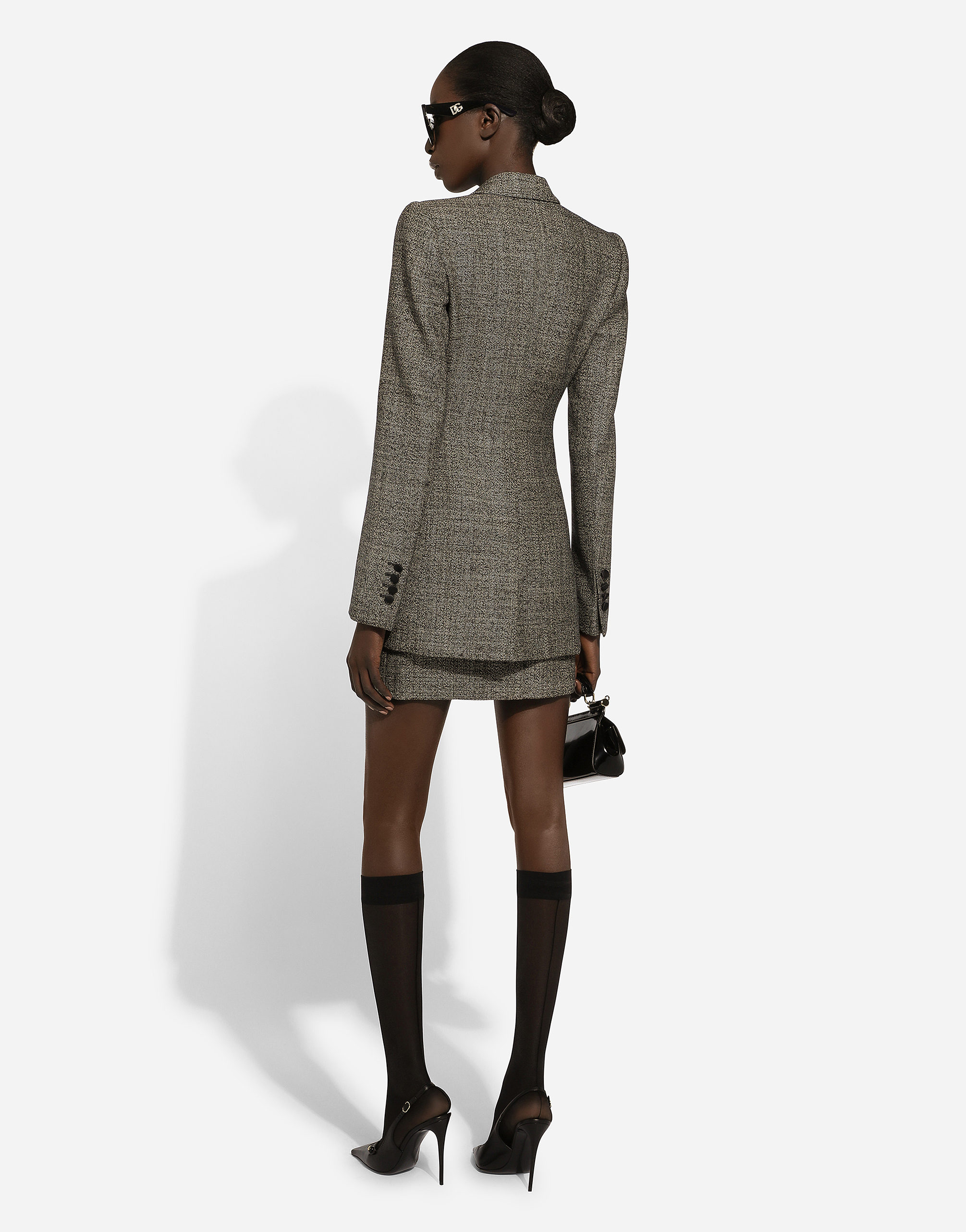 Dolce & Gabbana Single-breasted Wool Micro-tweed Turlington Jacket In Multicolor