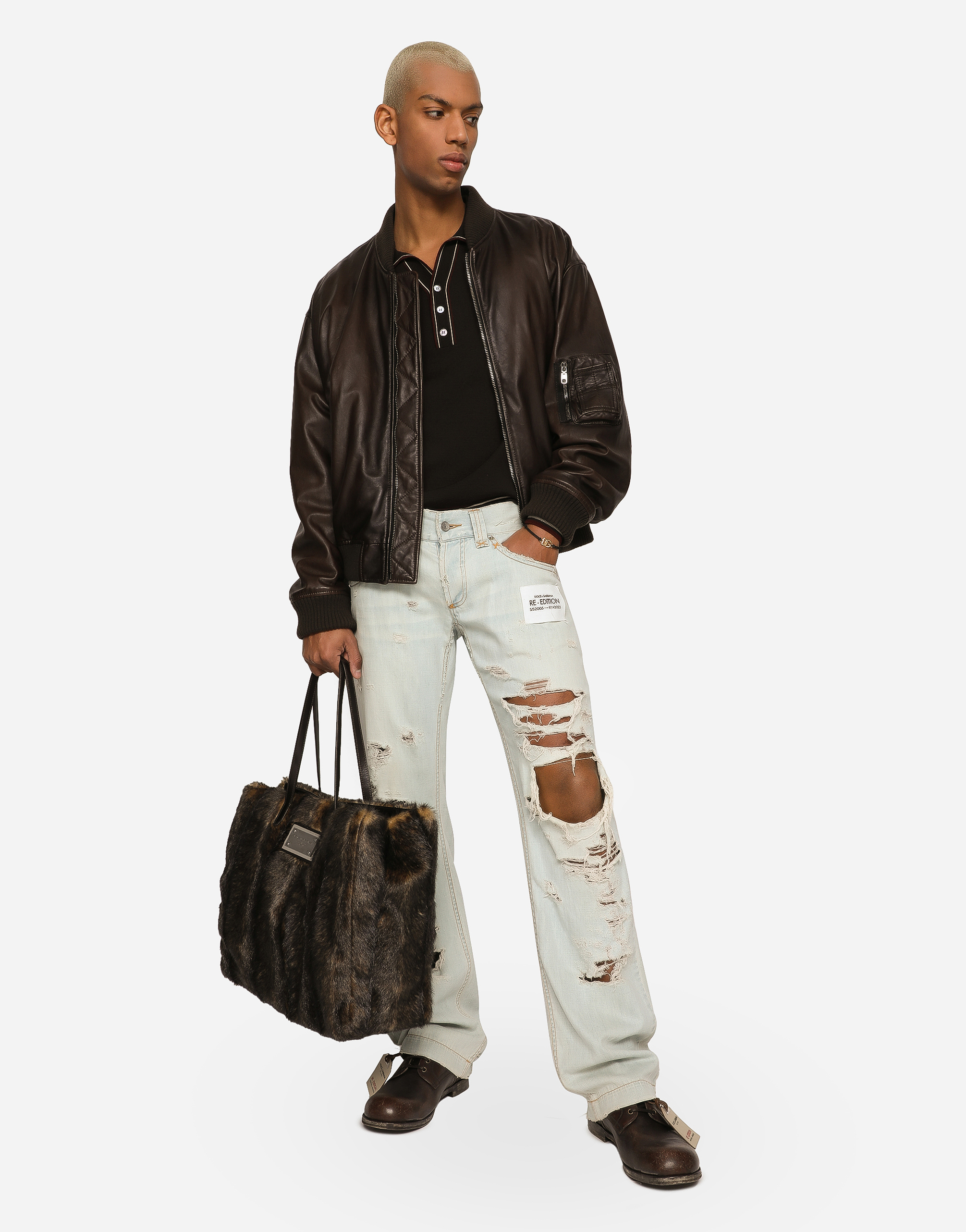 DOLCE & GABBANA PADDED LEATHER JACKET