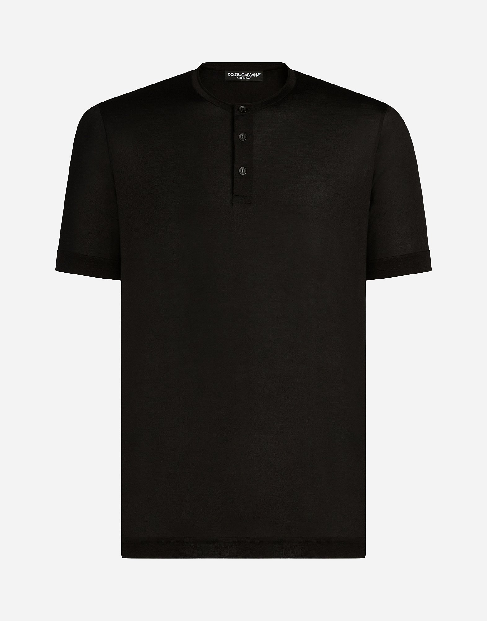 【DOLCE&GABBANA】シルク ヘンリーネック Tシャツ 半袖 メンズ ヘンリーネックTシャツ シルク - メンズ | ドルチェ＆ガッバーナ