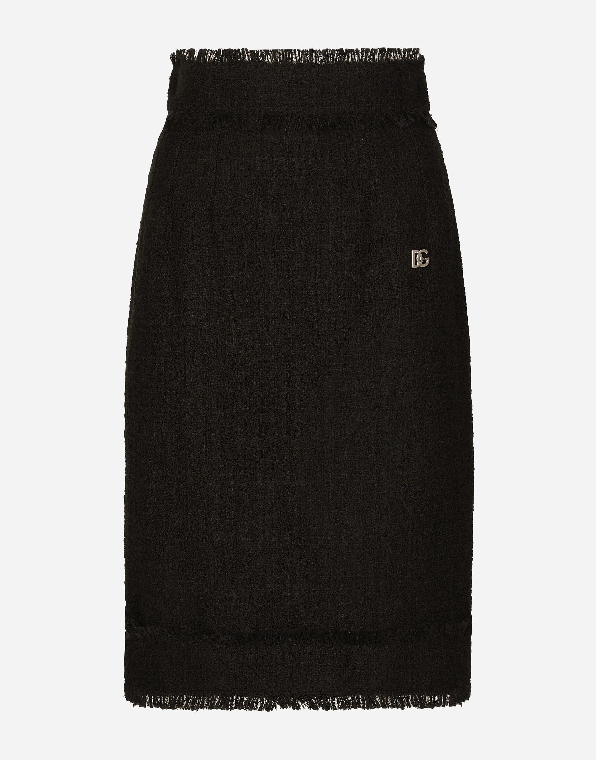 Dolce & Gabbana Wool-blend Tweed Pencil Skirt In Black