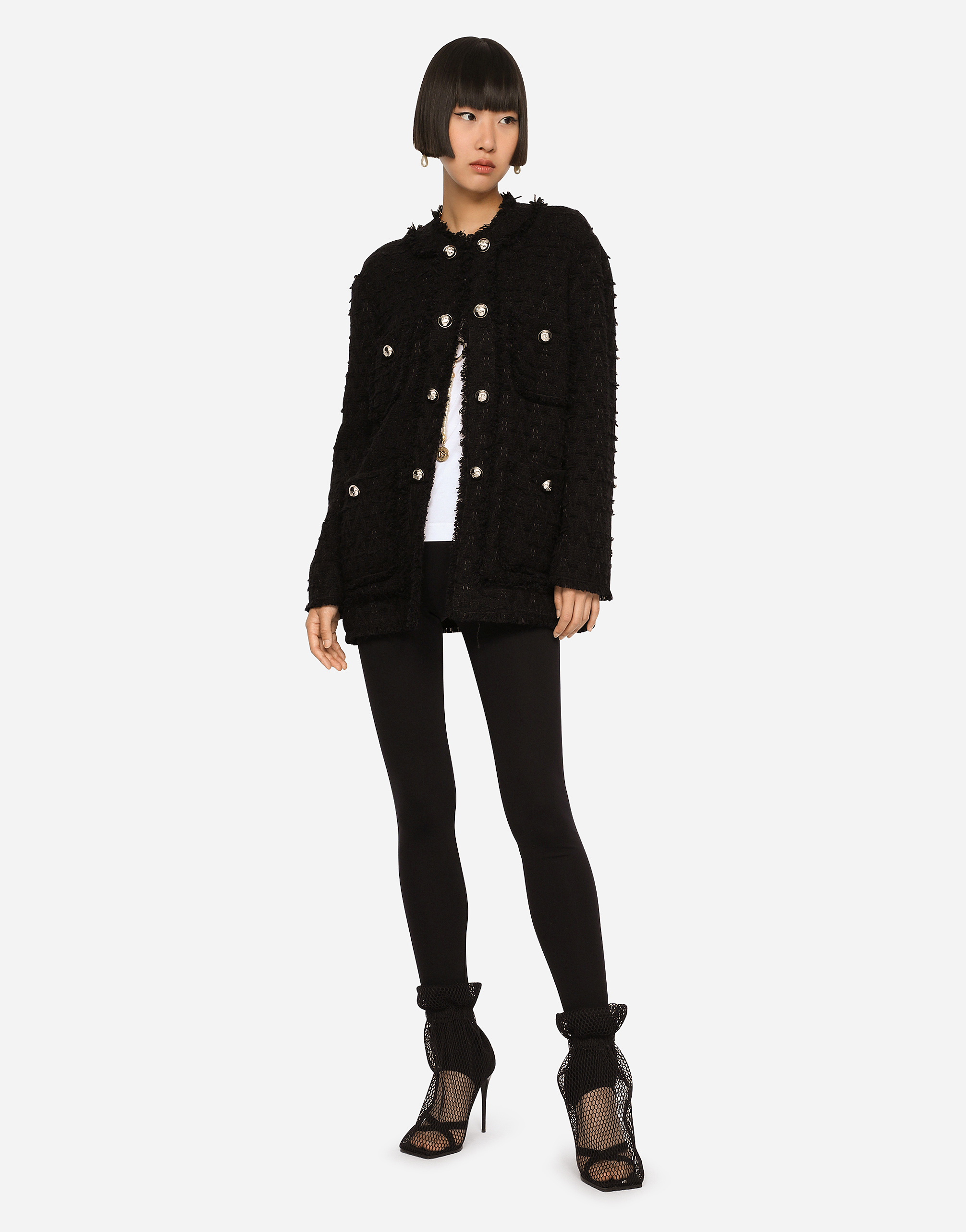 Dolce & Gabbana Single Breasted Rush Stitch Jacket In Black