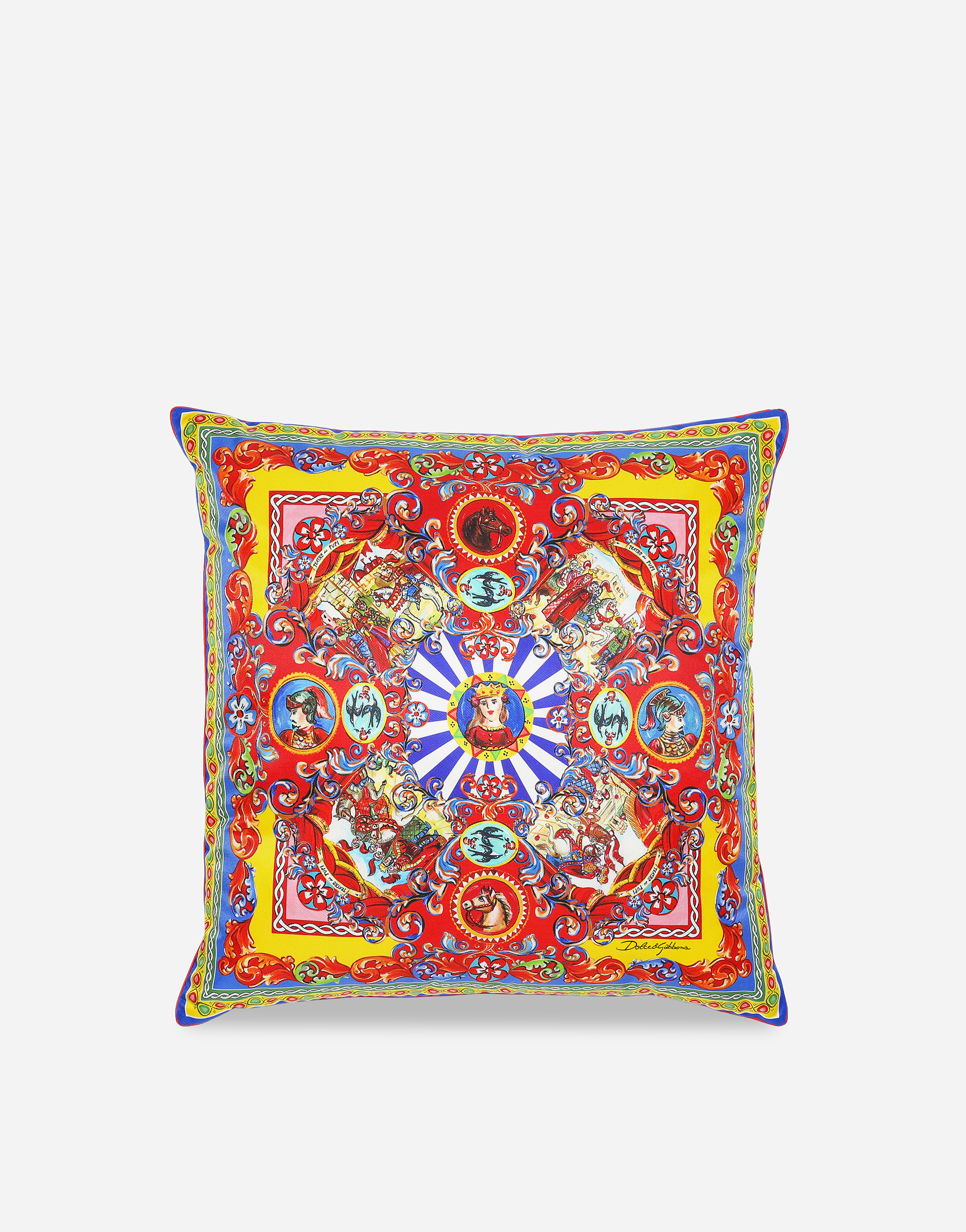 Dolce & Gabbana Silk Twill Cushion Medium Multicolor Unisex Onesize In Multicolor