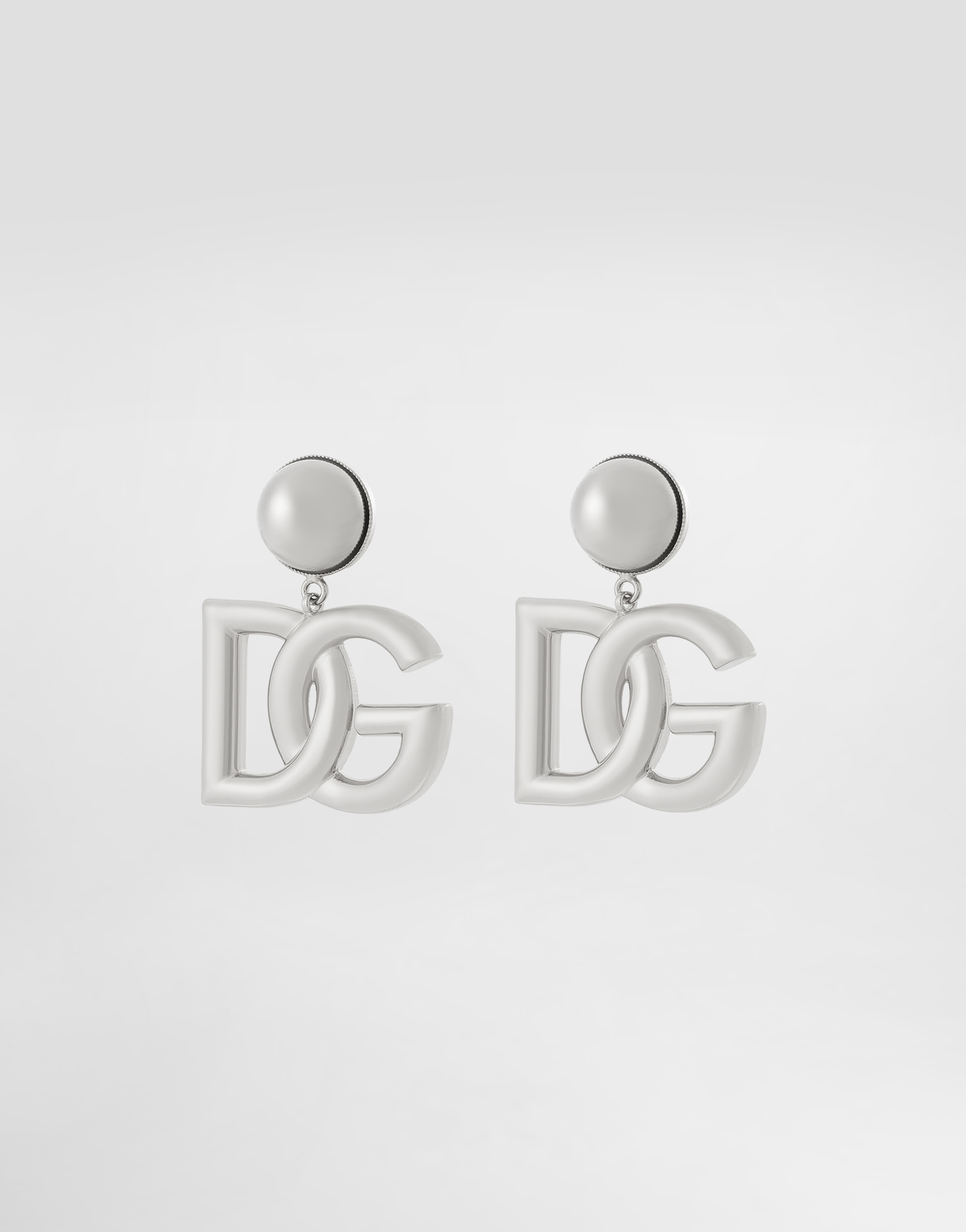 Dolce & Gabbana Dg-logo Clip-on Earrings In Silver