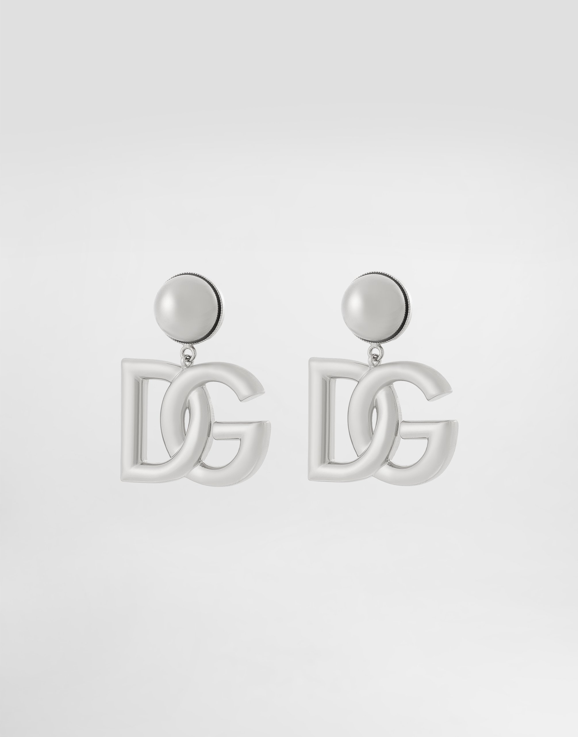 Dolce & Gabbana Dg-logo Clip-on Earrings In Silver
