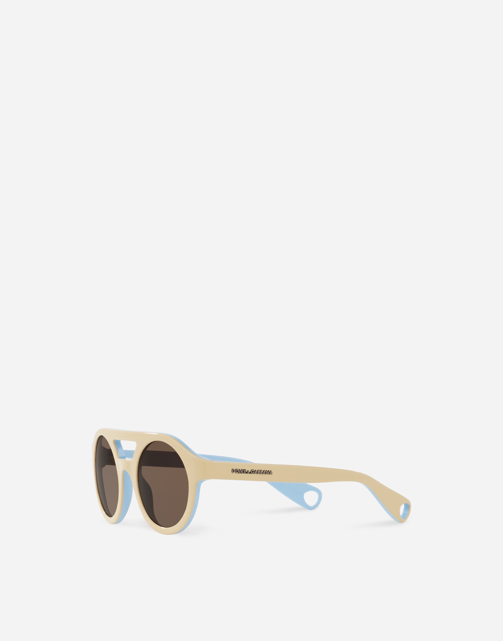 Shop Dolce & Gabbana Mimmo Sunglasses In Beige And Light Blue