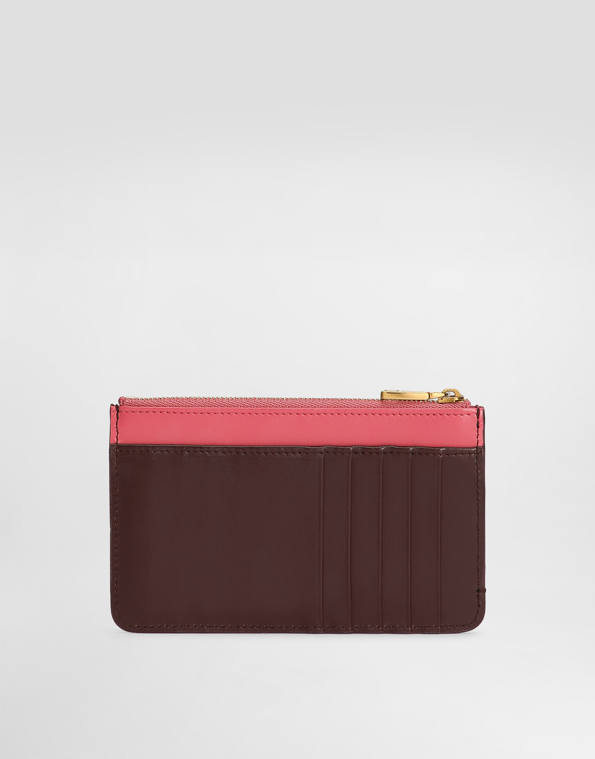 Dolce & Gabbana Calfskin Card Holder With Dg Logo In Bordeaux