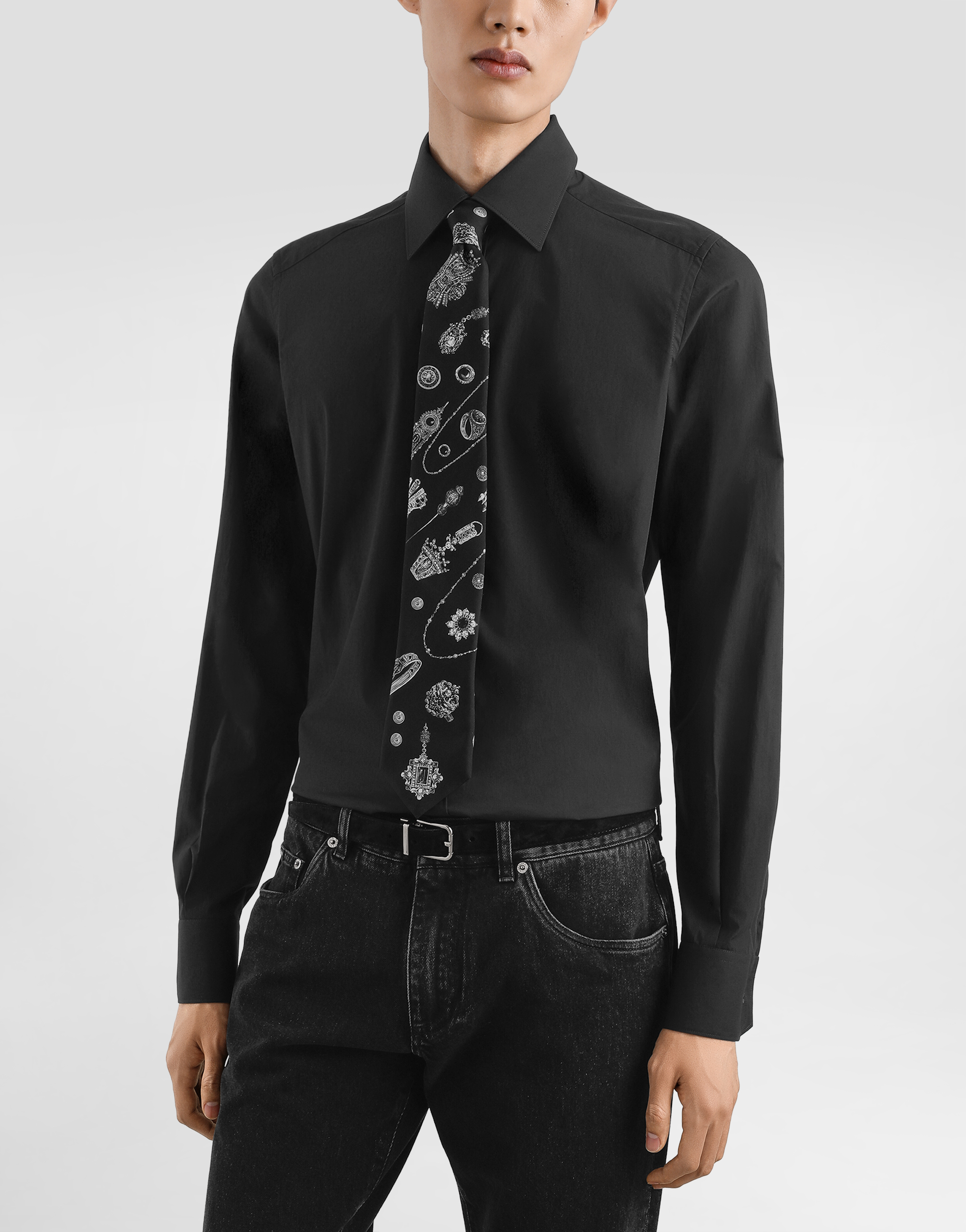 Dolce & Gabbana Jewelry-print Silk Tie In Black