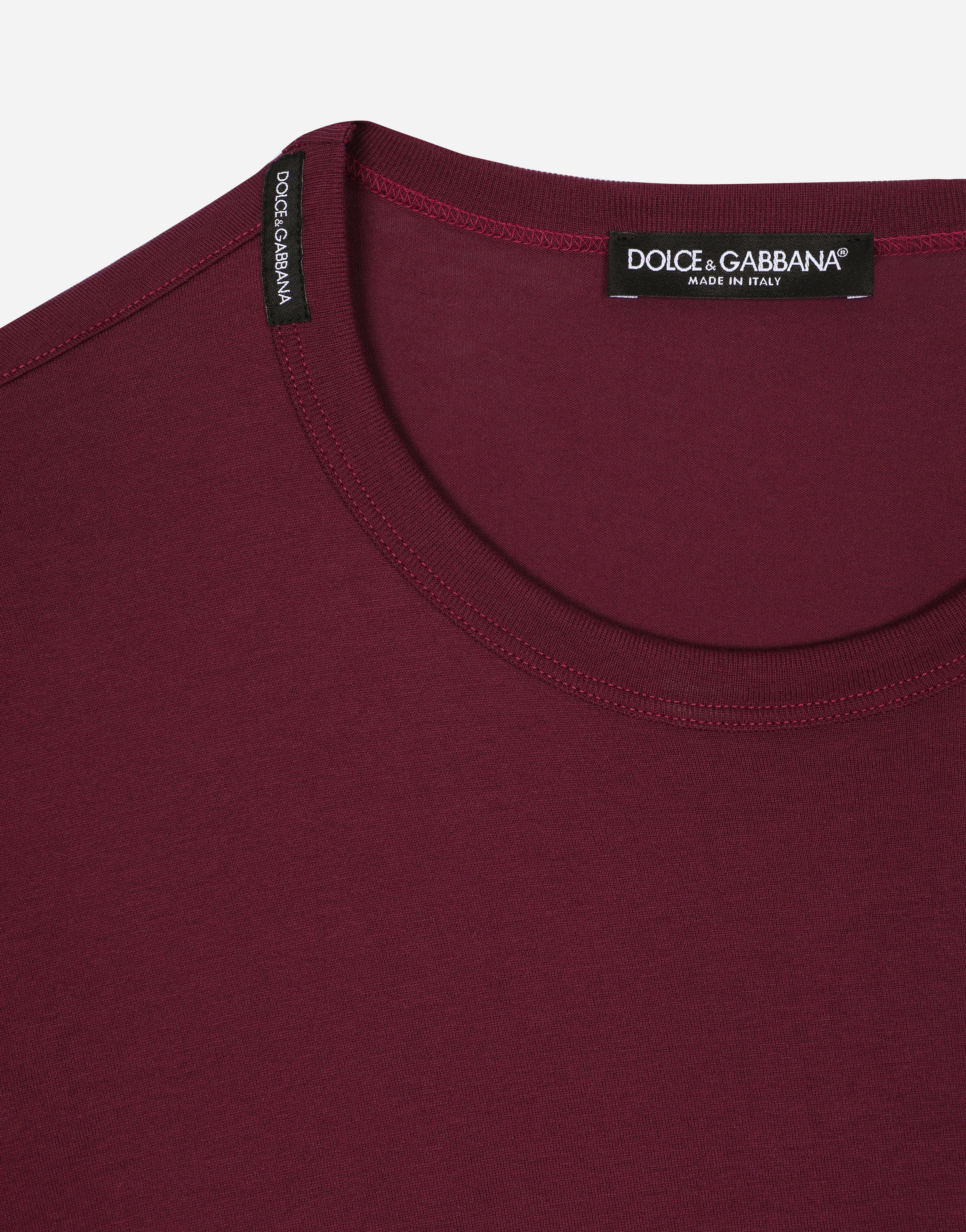 Shop Dolce & Gabbana Cotton T-shirt With Embroidery In Bordeaux