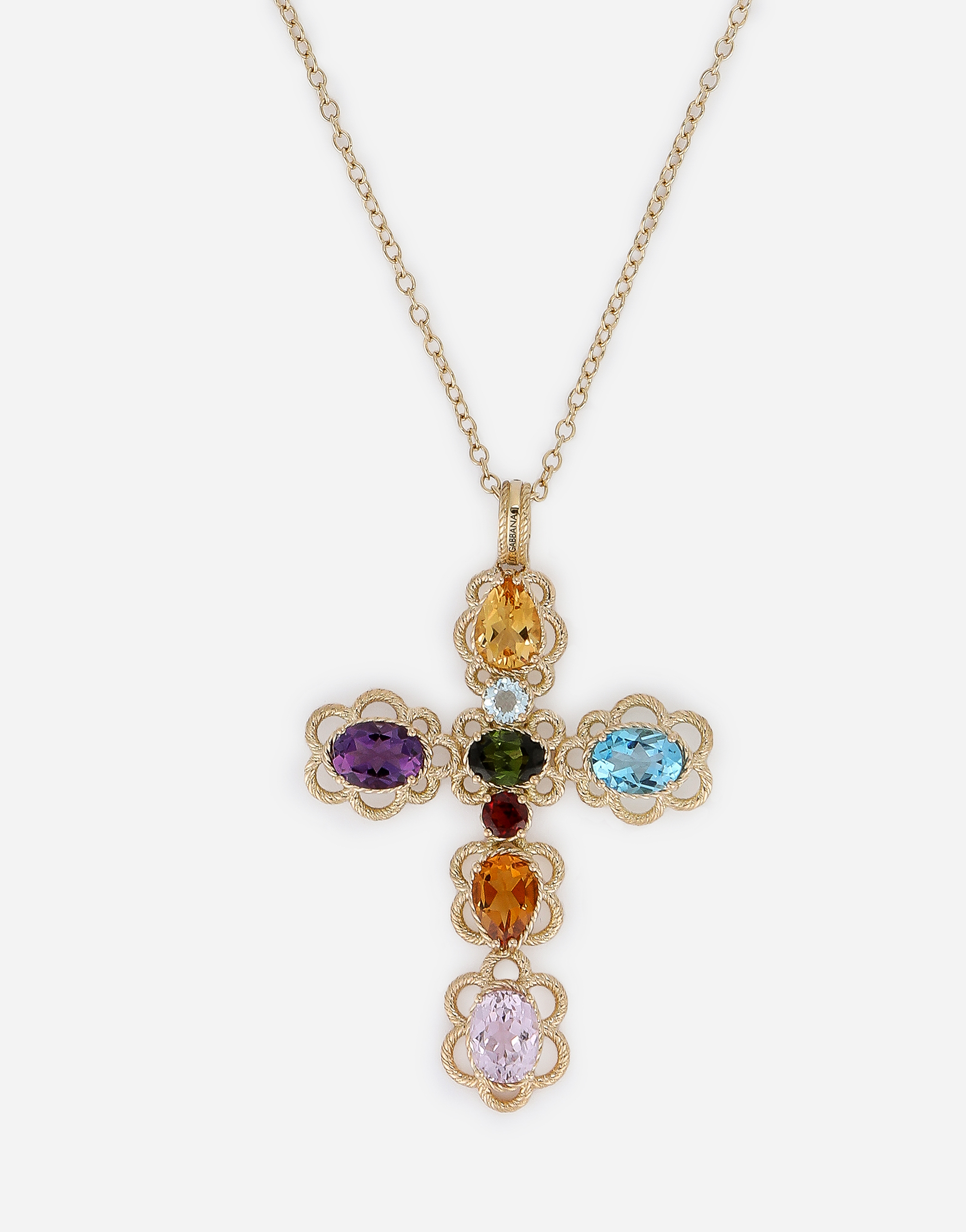  Dolce & Gabbana Dolce & Gabbana Rainbow Pendant 18-carat Yellow Gold And Multicolored Gems - Woman Necklaces Gold Gold Onesize 