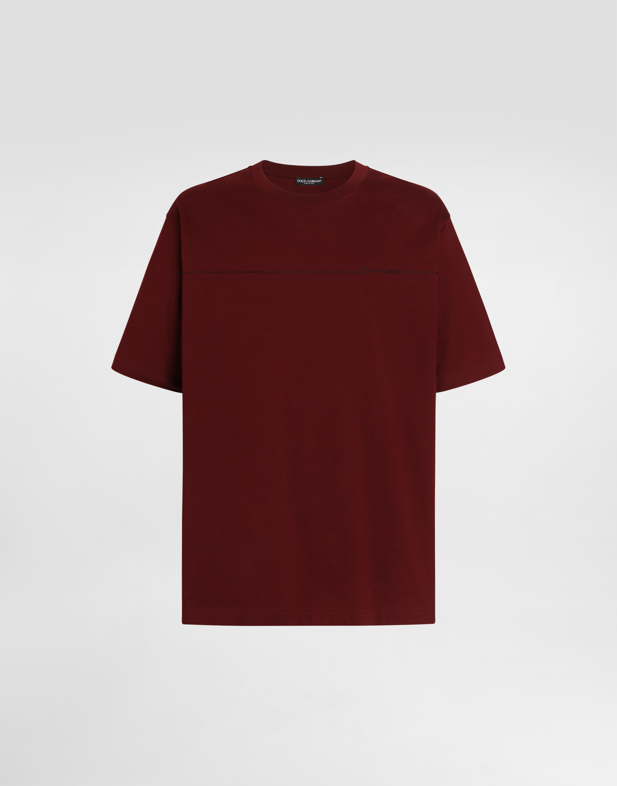 Cotton t-shirt with logo in Bordeaux for Men | Dolce&Gabbana® US