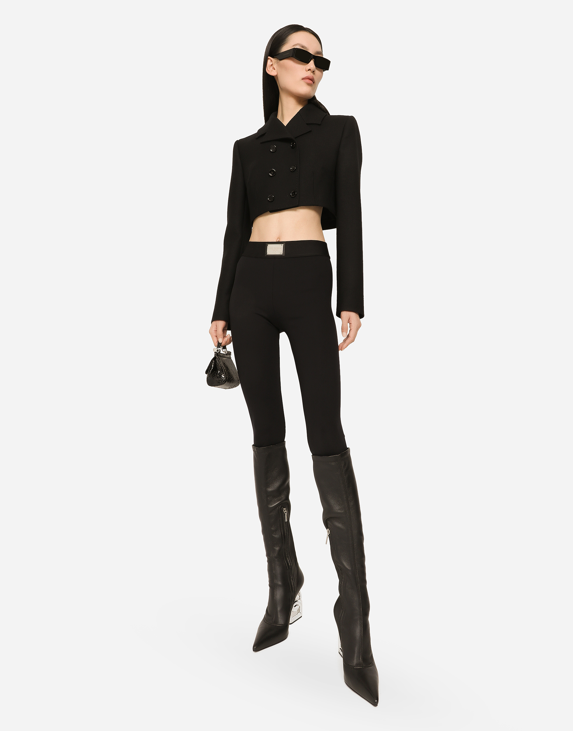 Short double-breasted twill jacket