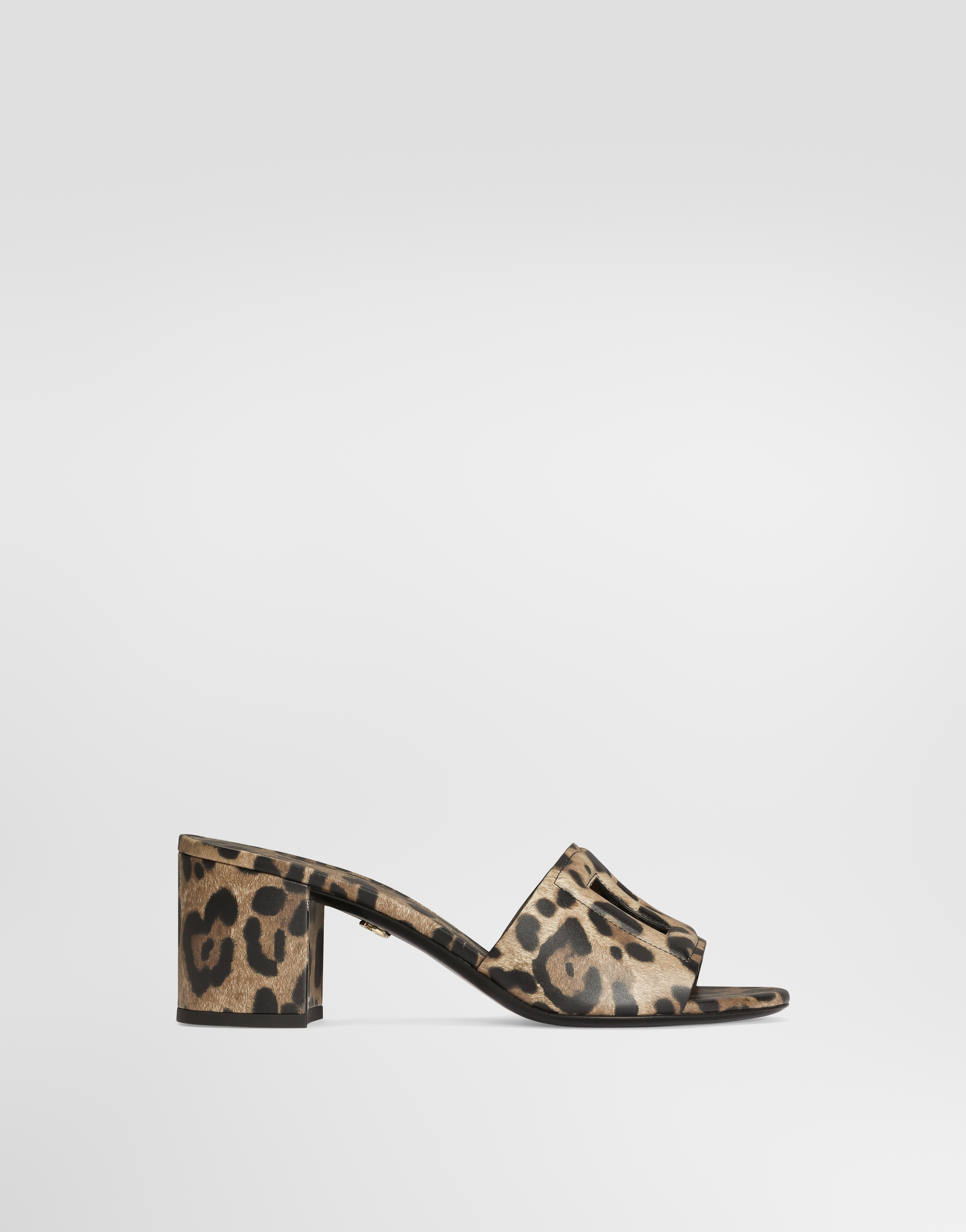 Leo-print calfskin mules in Print for Women | Dolce&Gabbana® US