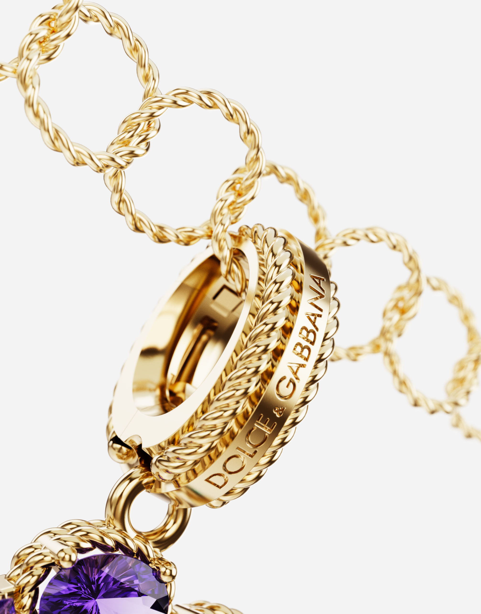 Dolce & Gabbana 18 Kt Yellow Gold Rainbow Pendant With Multicolor Finegemstones Representing Number 6 Yellow Gold Fe In Yellow Gold
