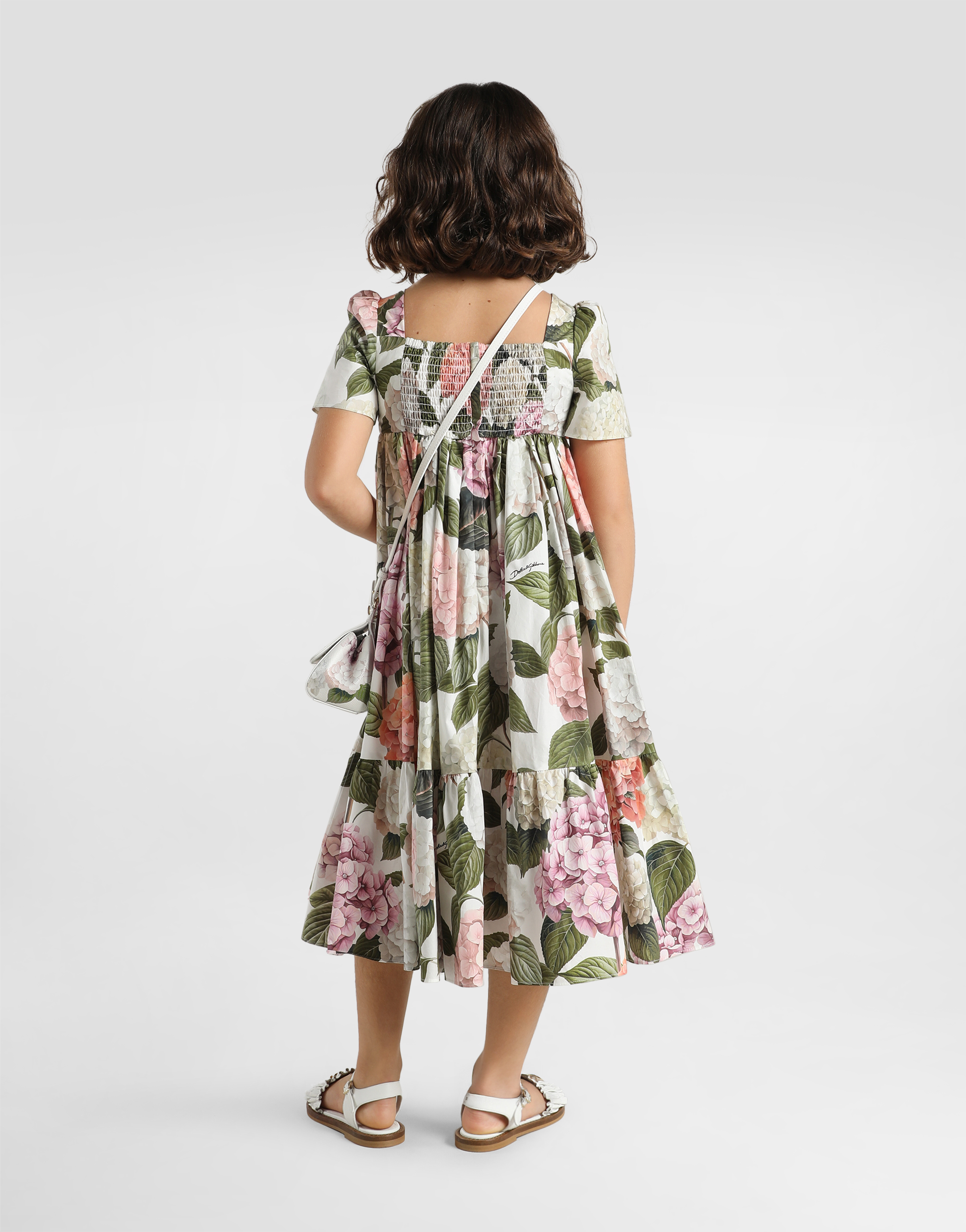 Dolce & Gabbana Hydrangea-print Poplin Dress In White