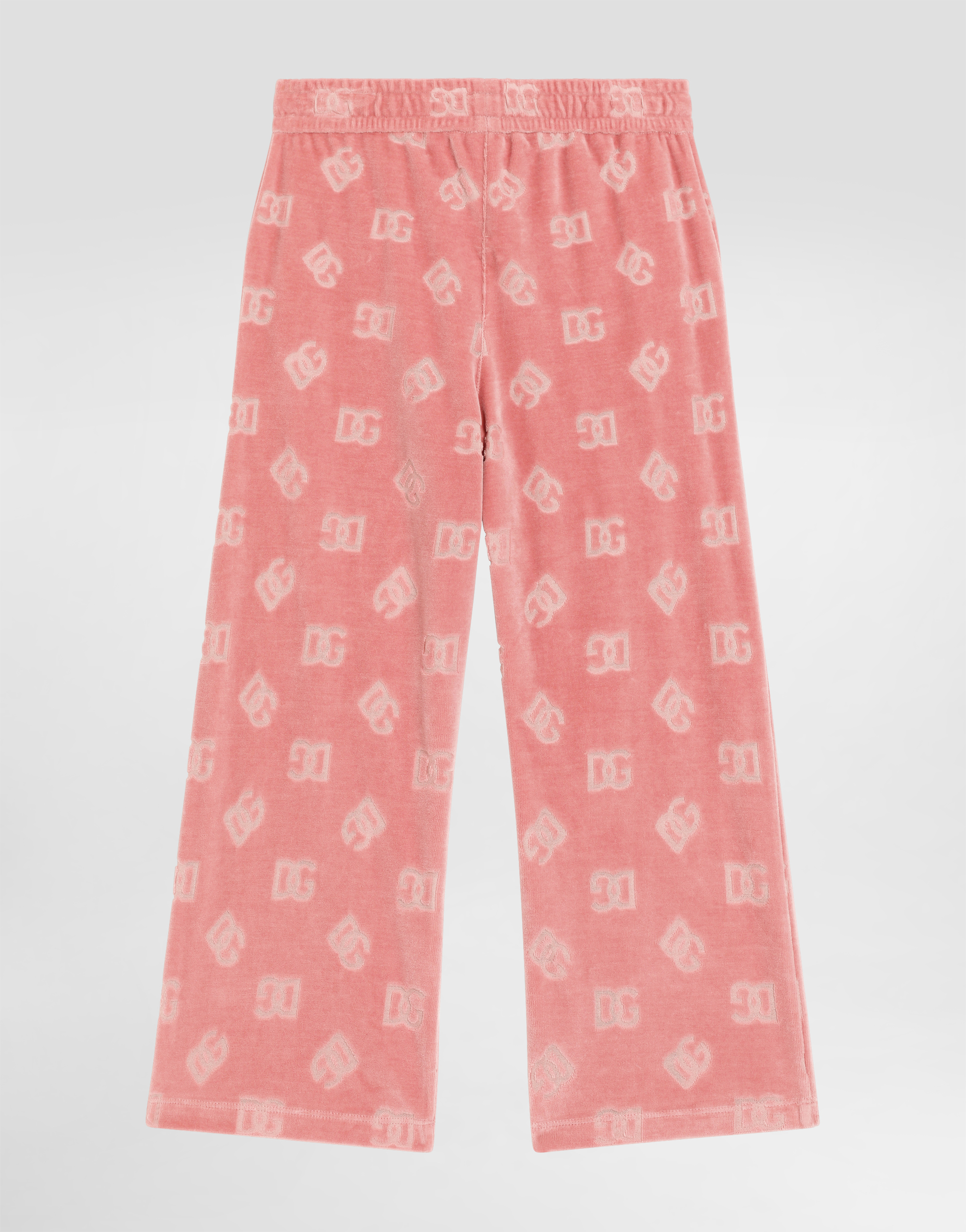 Dolce & Gabbana Chenille Jogging Pants With Jacquard Dg Logo In Pink