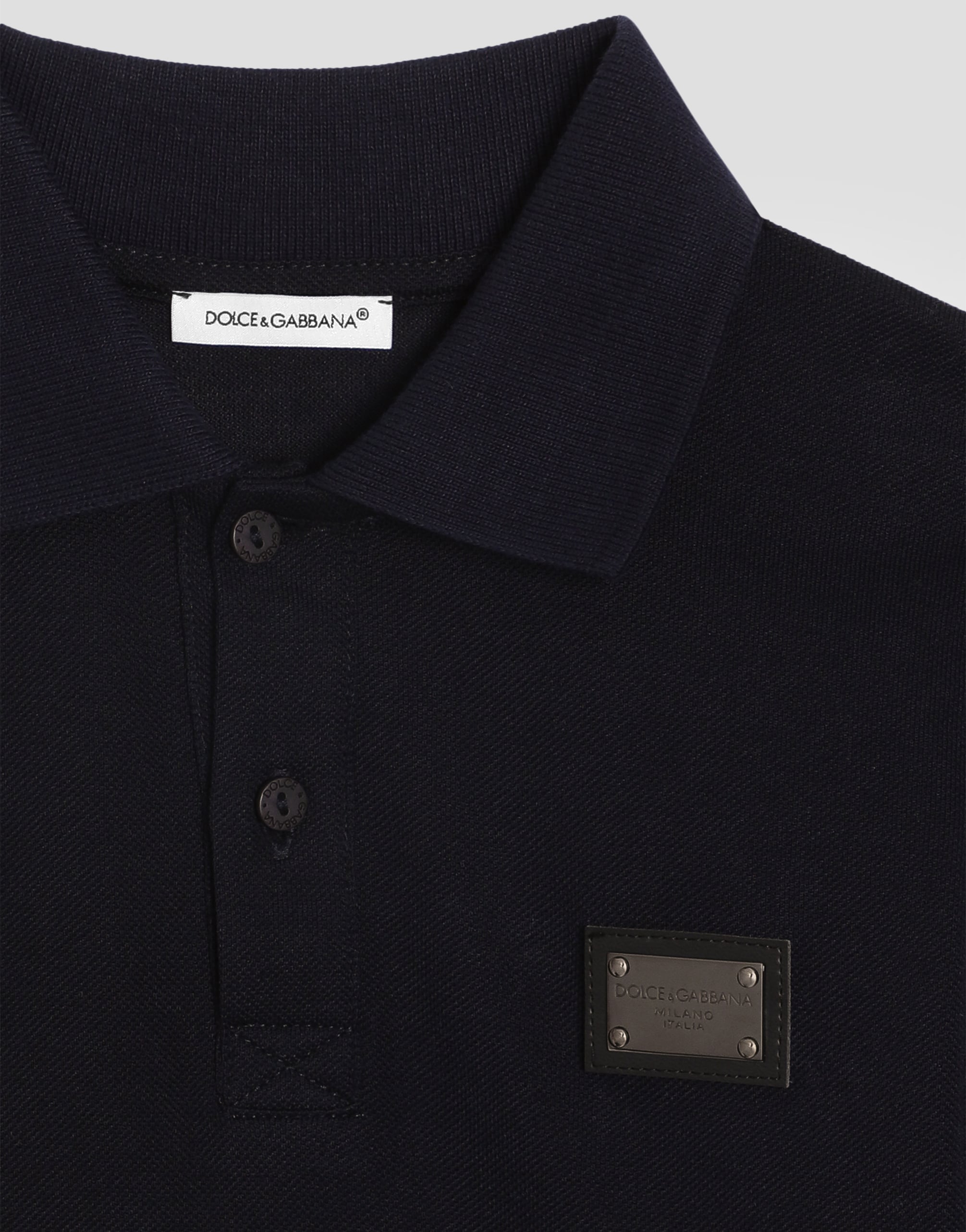  Dolce & Gabbana Piqué Polo Shirt With Logo Plaque - Man T-shirts And Sweatshirts Blue Cotton 8 Years 