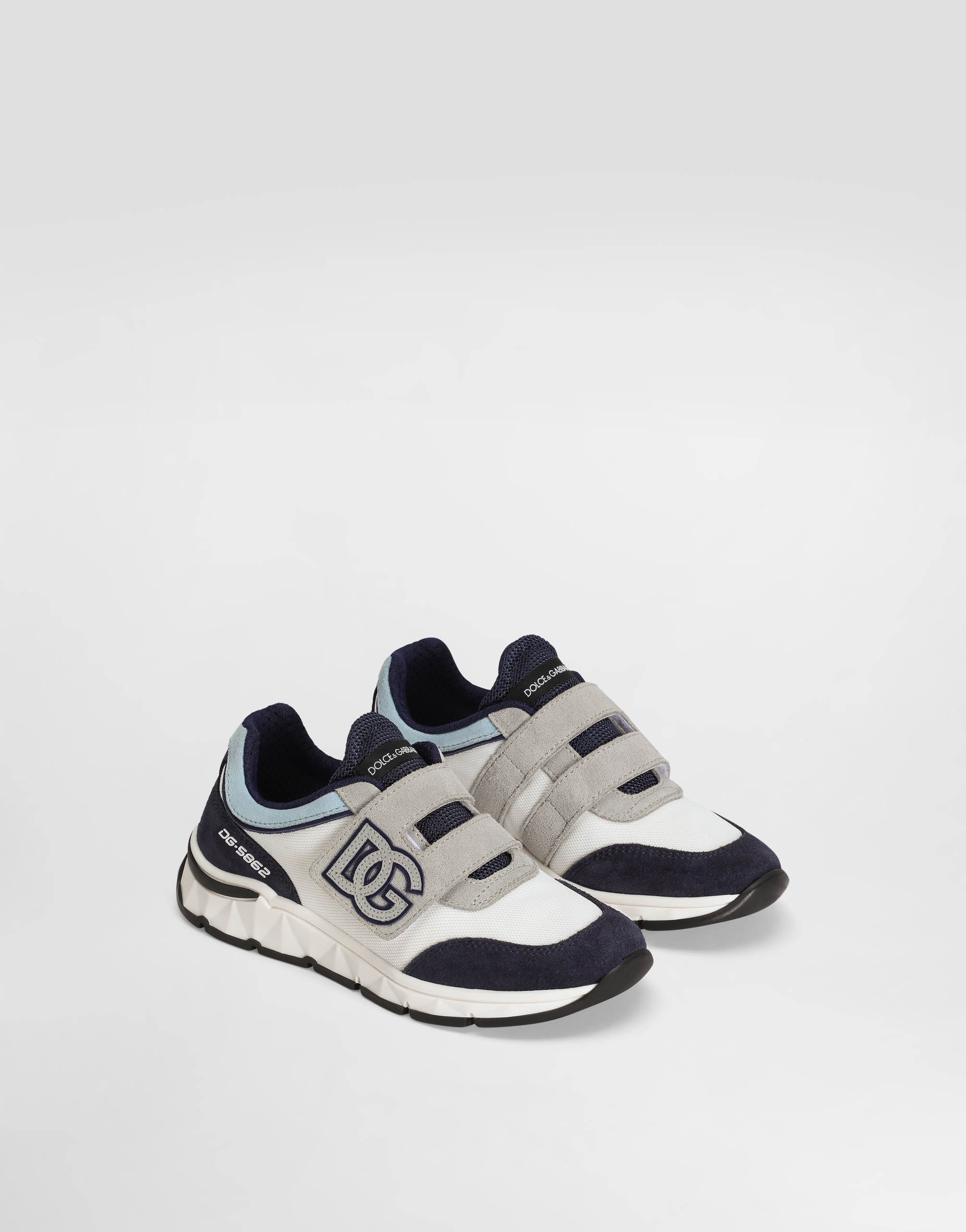 Dolce & Gabbana Mesh And Split Leather Dg Running Sneakers In Multicolor