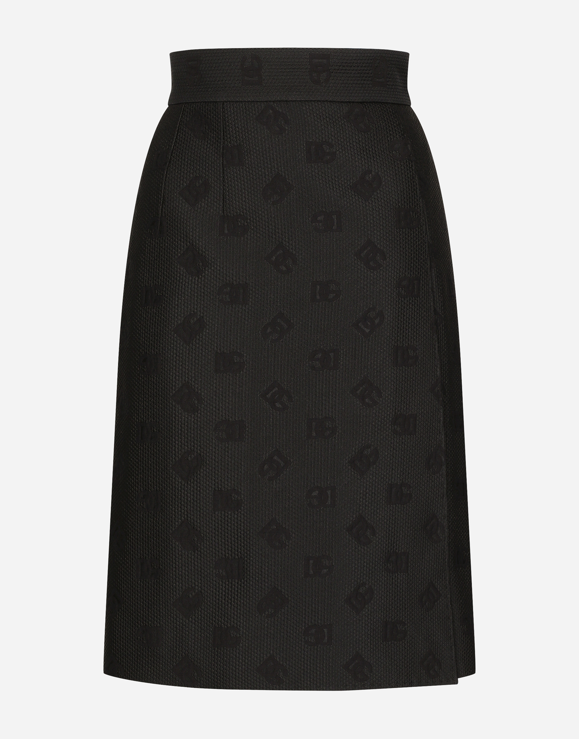 Dolce & Gabbana Quilted Jacquard Midi Skirt With Dg Logo - Woman Skirts Black 38