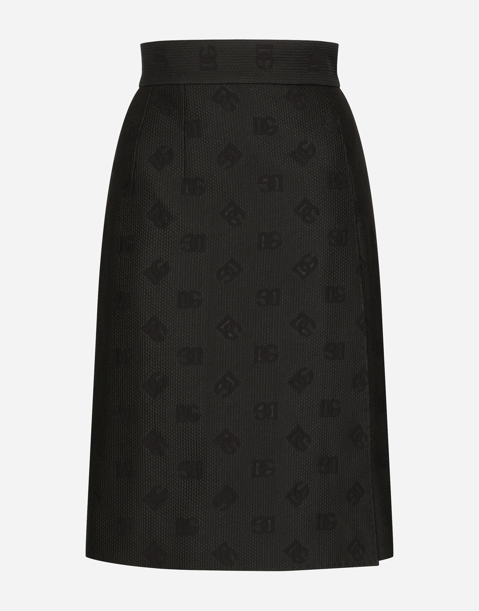 Dolce & Gabbana Quilted Jacquard Midi Skirt With Dg Logo In Black
