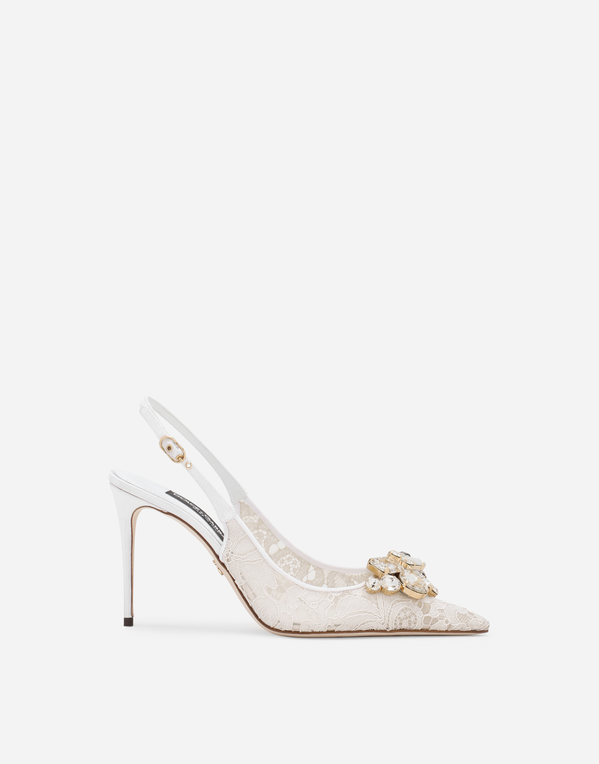 Dolce & Gabbana Rainbow Lace Slingbacks In Lurex Lace In Grey