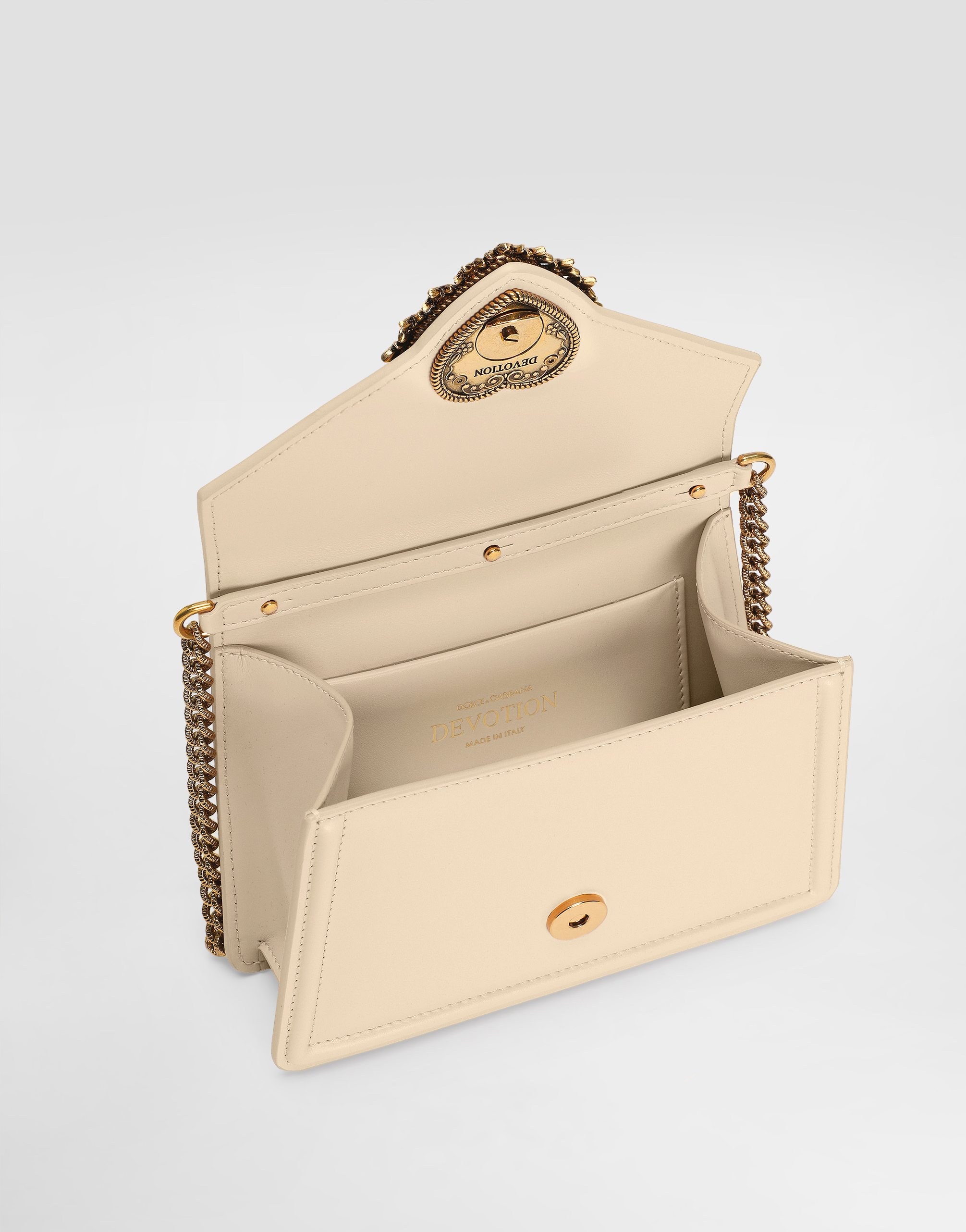 Dolce & Gabbana Women Devotion Small Leather Handbag In White