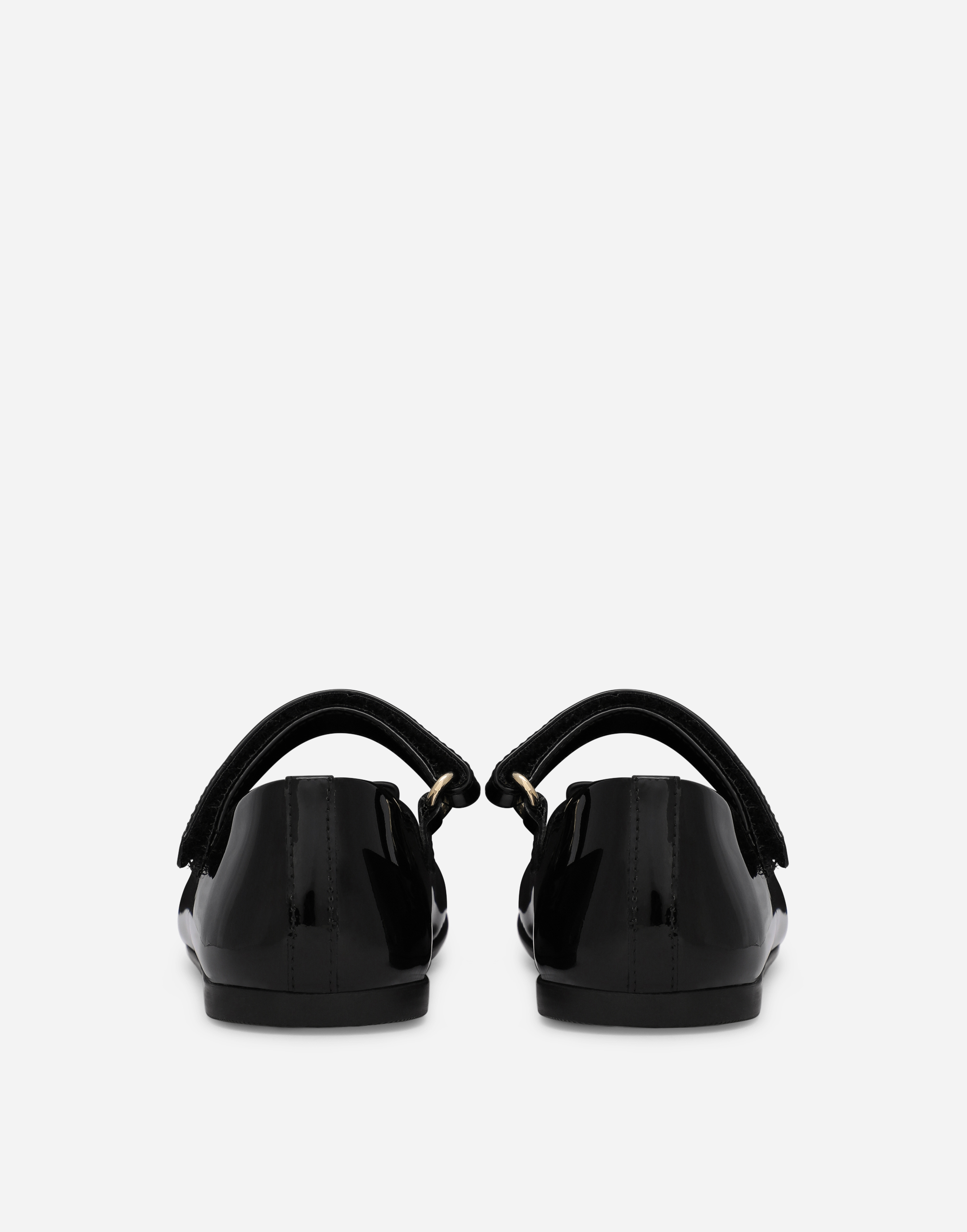 Patent leather ballet flats with metal DG logo