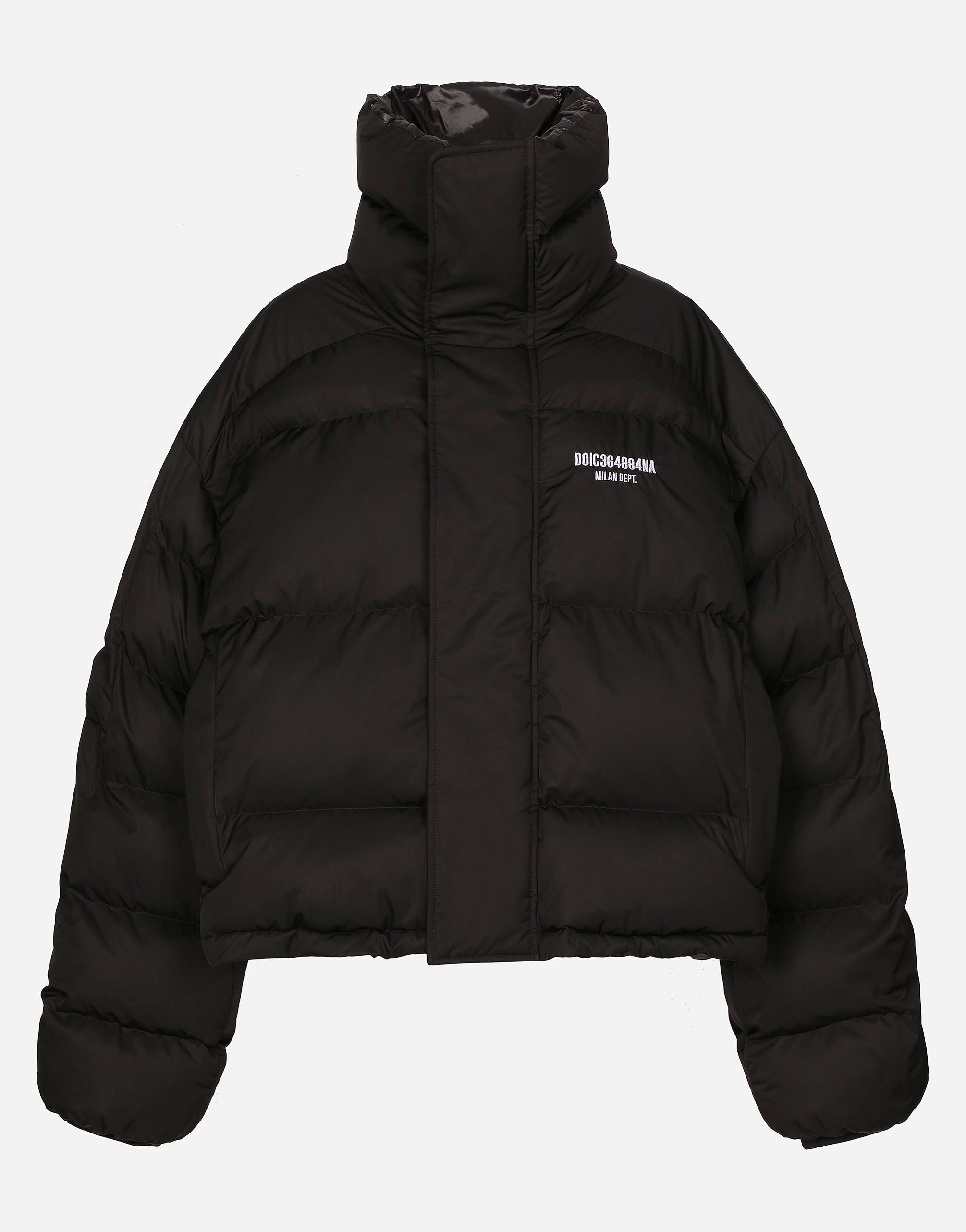Dolce & Gabbana Padded Nylon Down Jacket With High Neck In Black