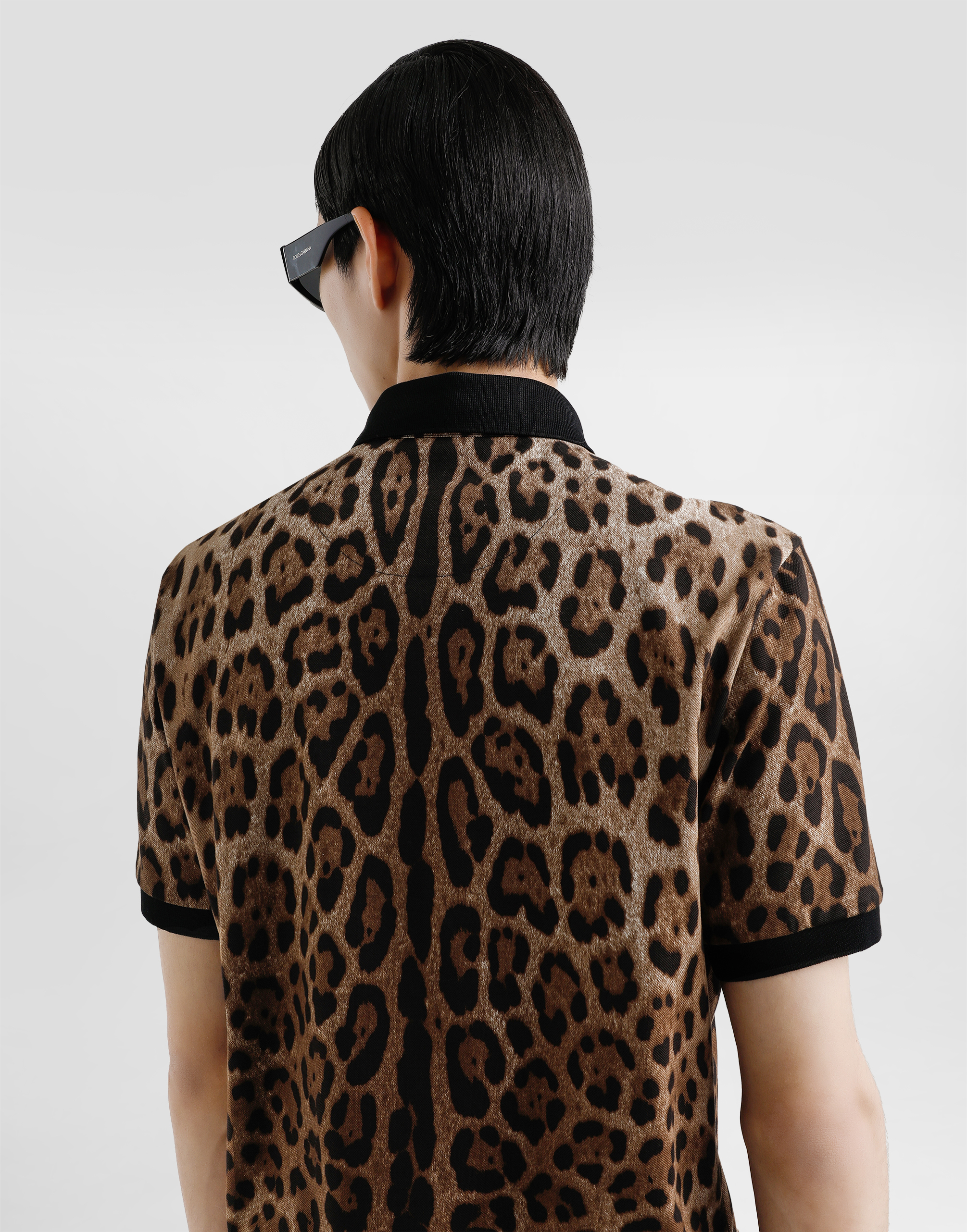 Dolce & Gabbana Cotton Polo-shirt With Leopard Print In Print