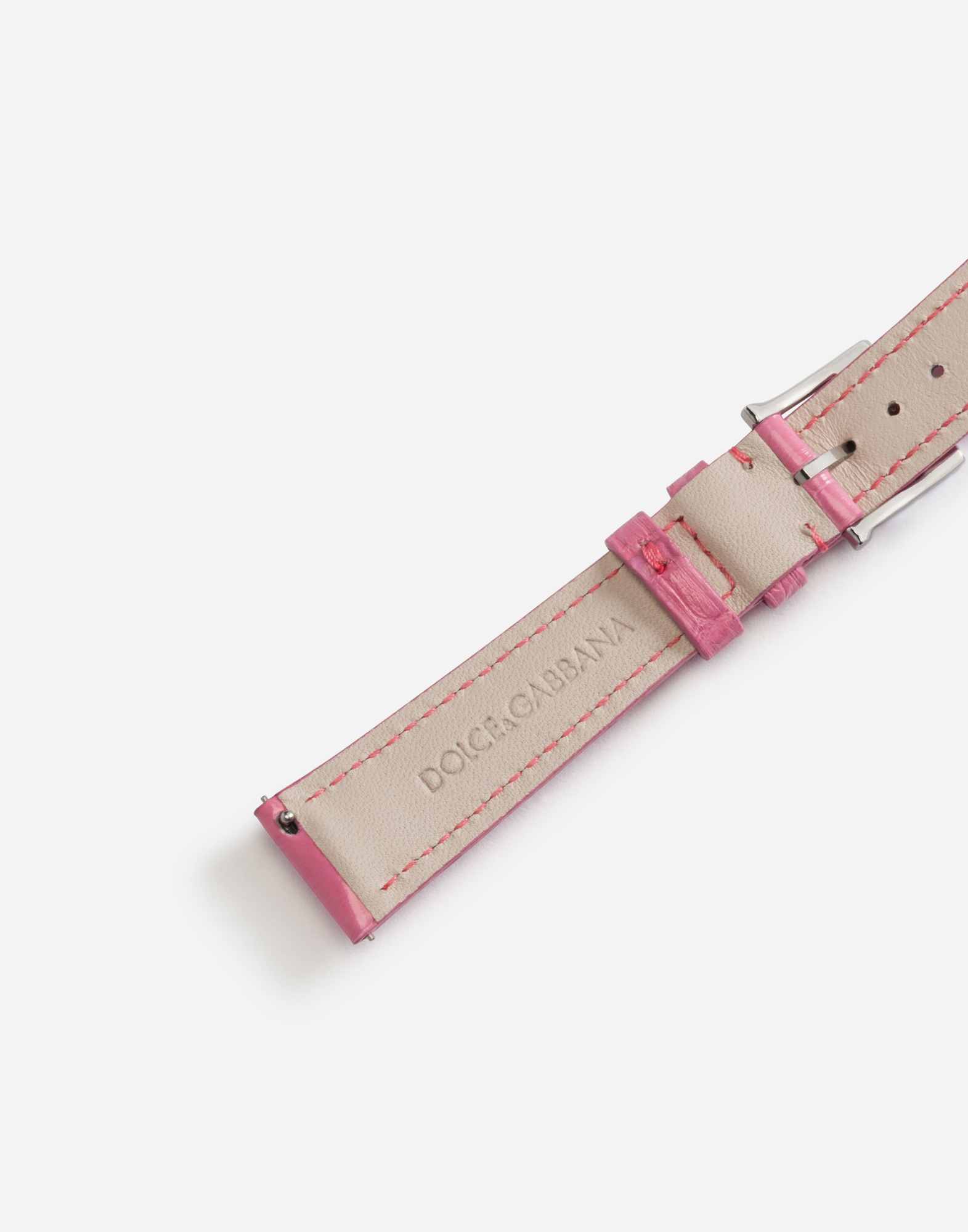 Shop Dolce & Gabbana Alligator Strap With Buckle And Hook In Steel In Pink