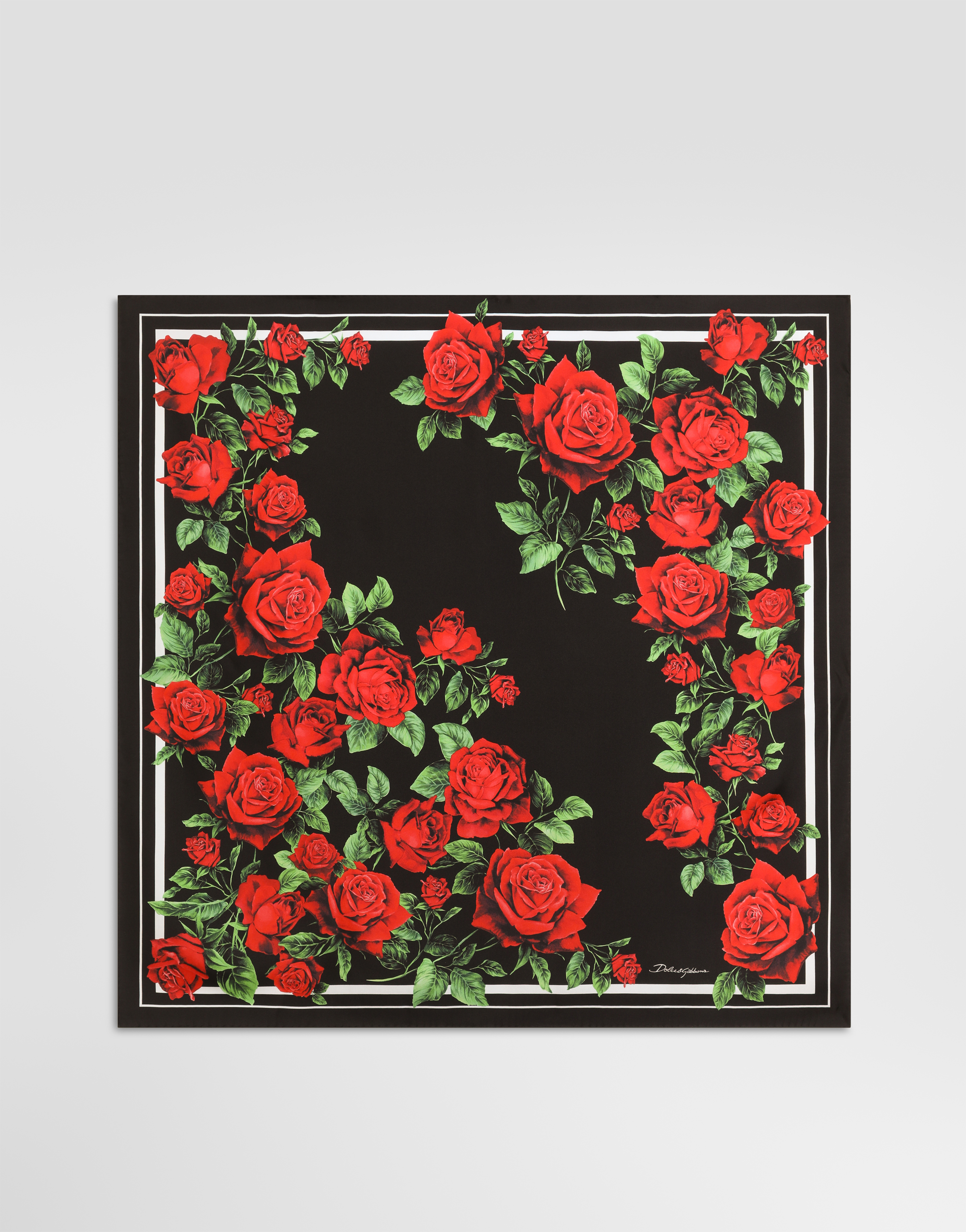 90x90 rose-print silk twill scarf in Print for Women