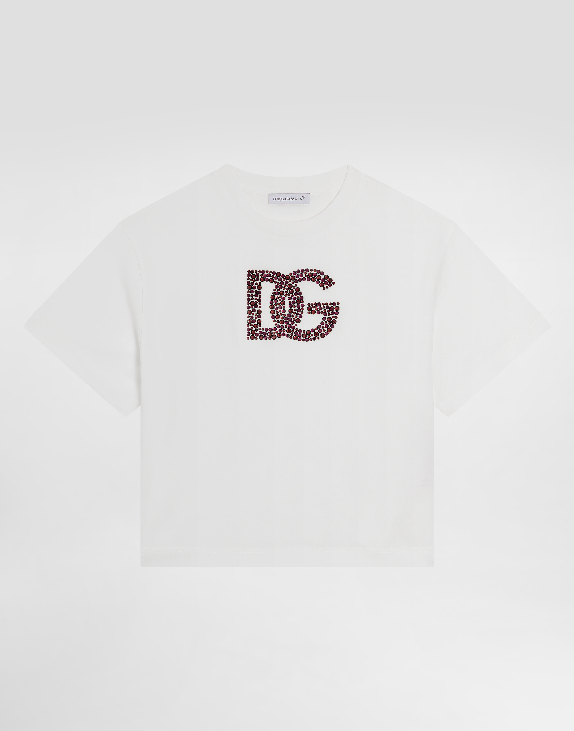 DOLCE&GABBANA DEVOZIONE Tシャツ Whiteのウィメンズ Short-sleeved jersey t-shirt with dg logo