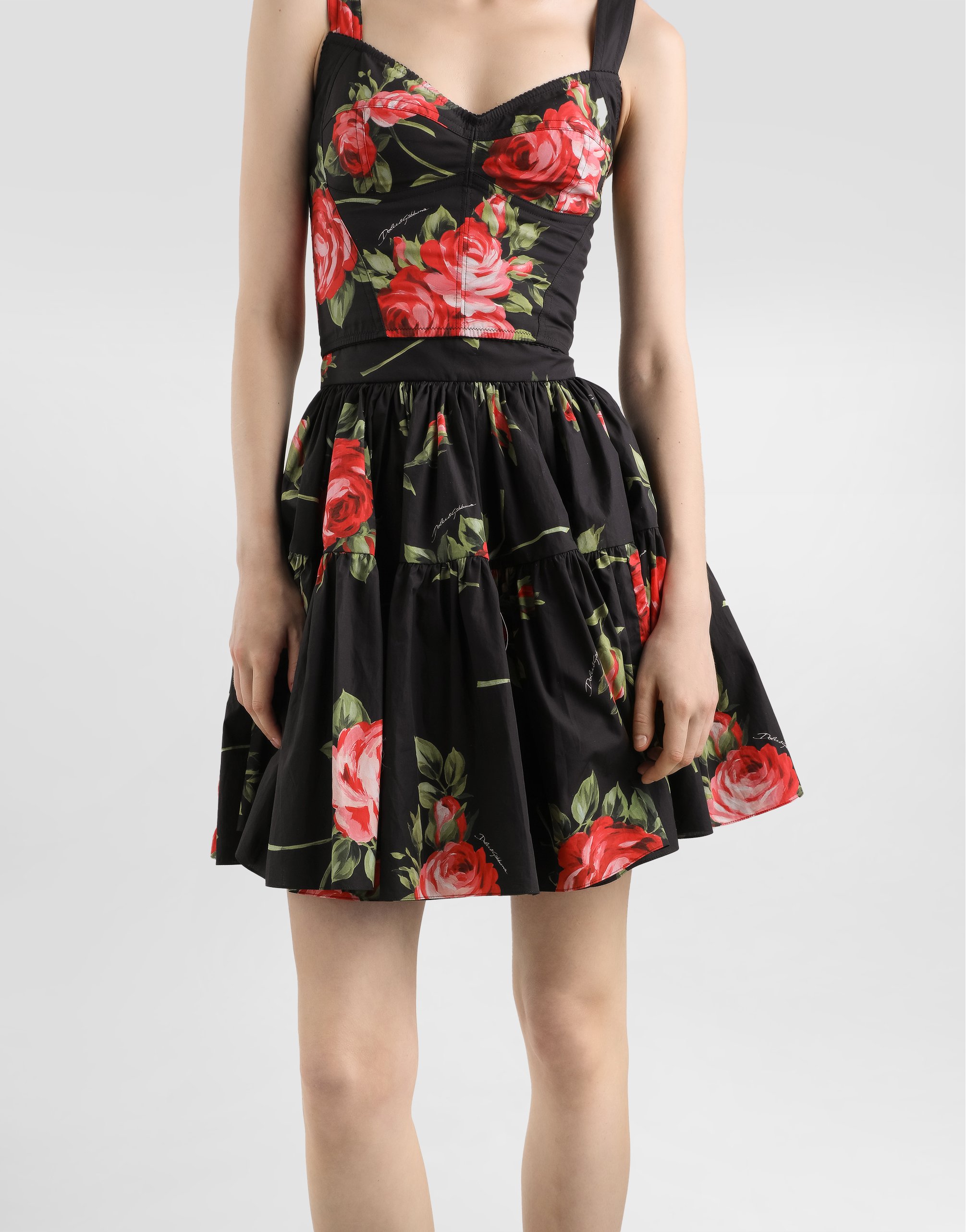 Dolce & Gabbana Rose Bouquet-print Short Skirt In Multi