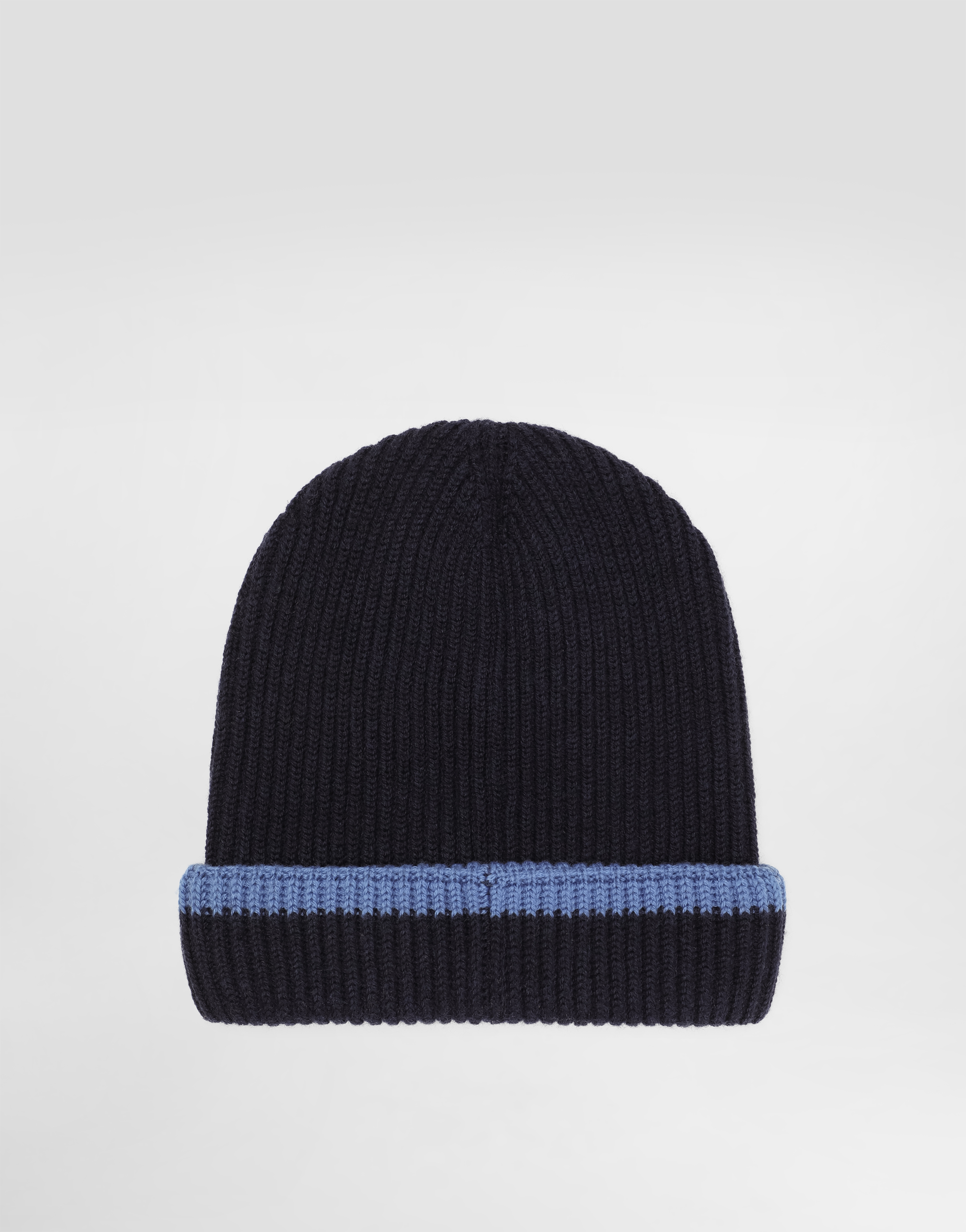 Knitted hat with embroidered patch