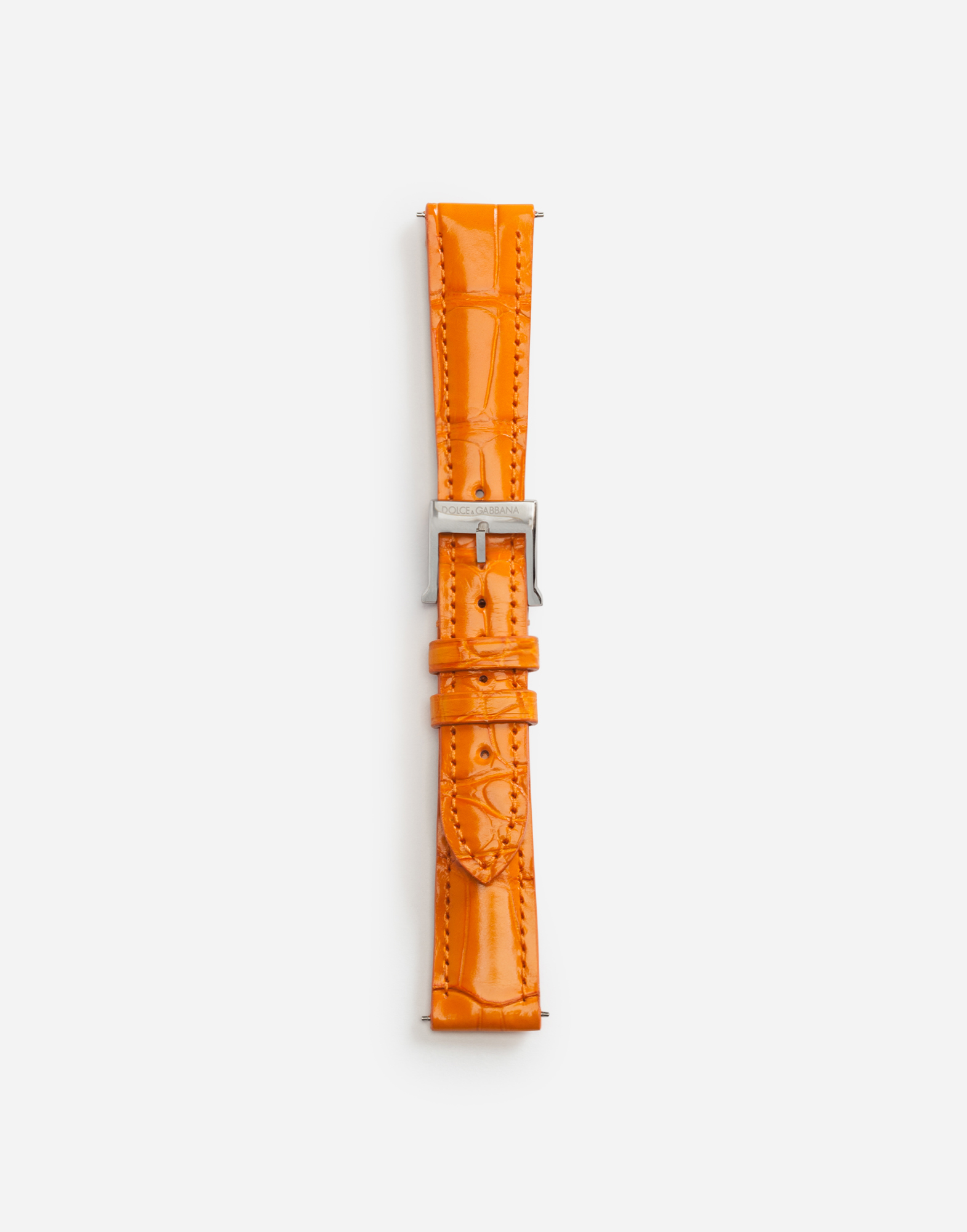 Dolce & Gabbana Alligator Strap With Buckle And Hook In Steel In Orange