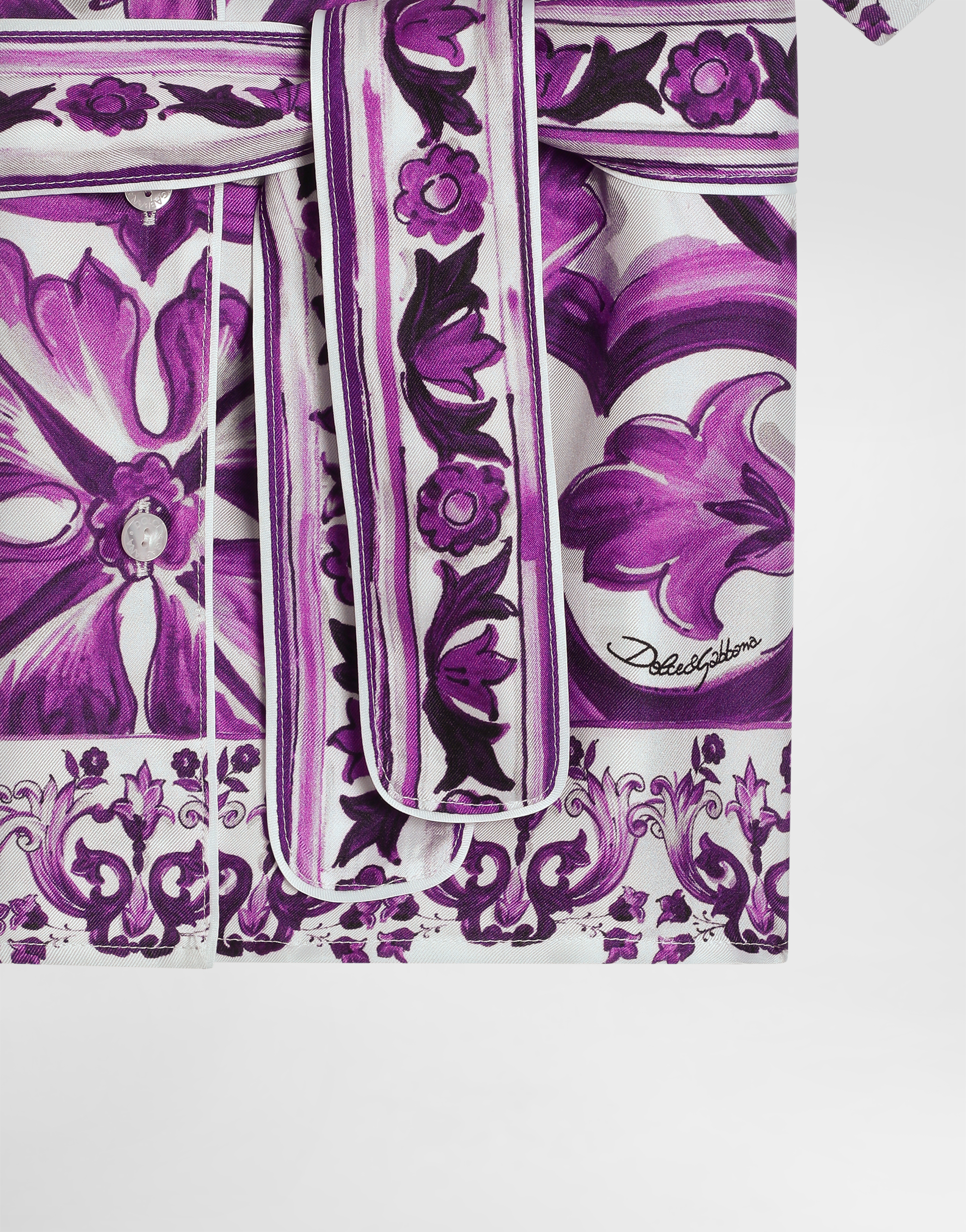 Dolce & Gabbana Majolica-print Twill Shirt In Purple