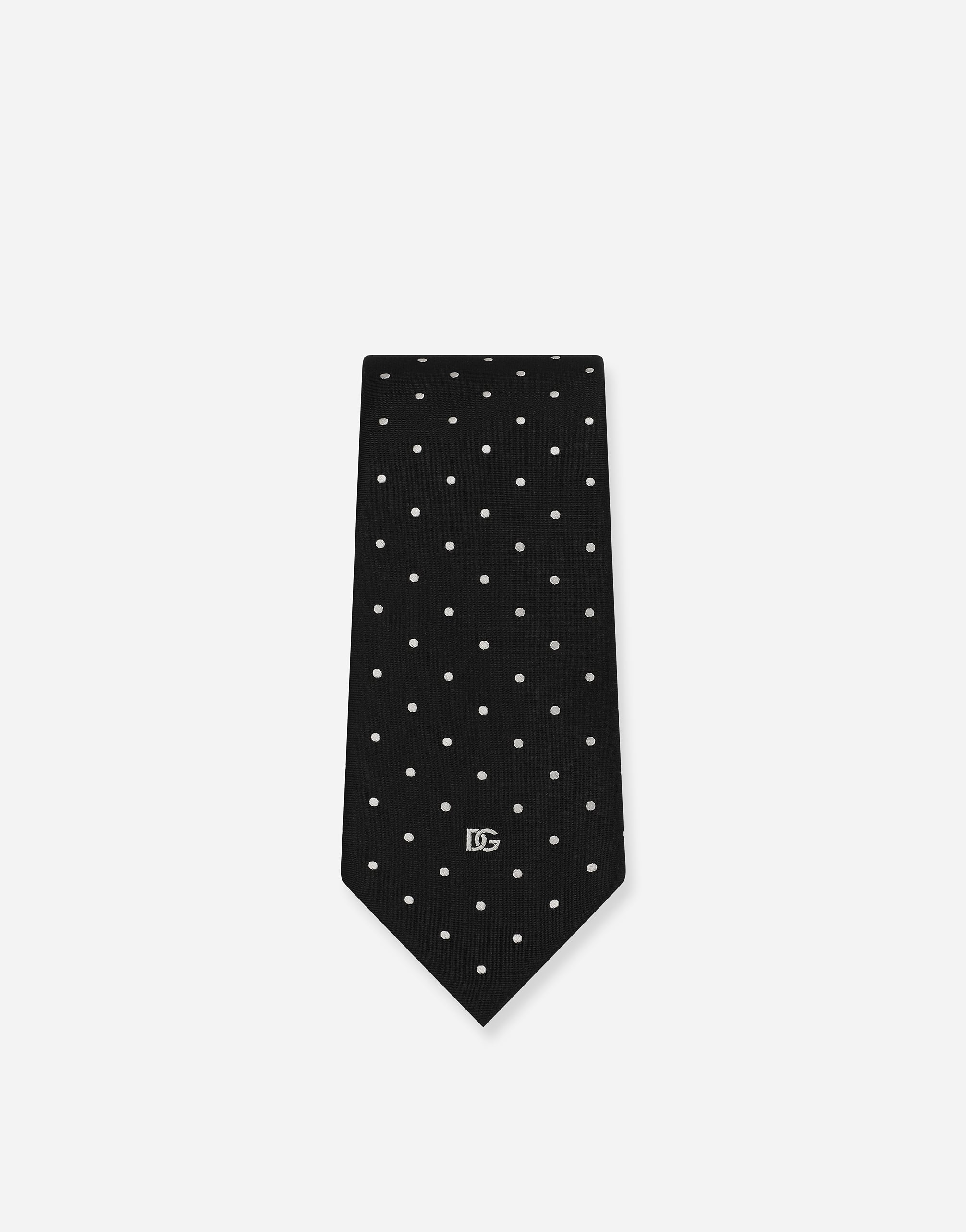  Dolce & Gabbana 8-cm Silk Jacquard Blade Tie With Dg Logo - Man Ties And Pocket Squares Black Silk Onesize 
