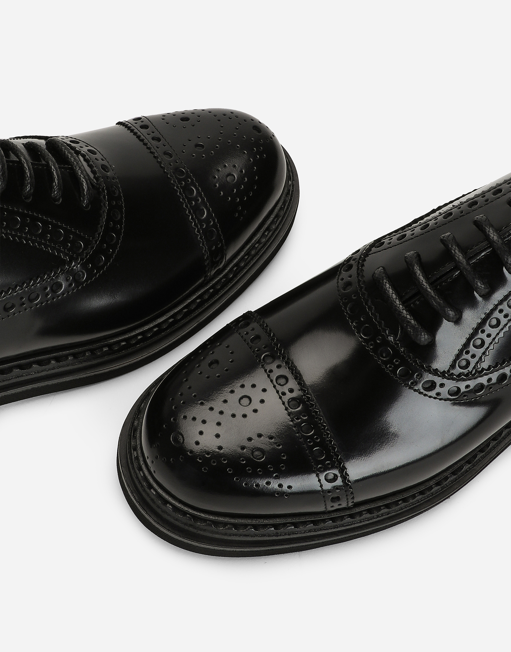 Dolce & Gabbana Day Classic Brushed Leather Brogue Shoes In Black