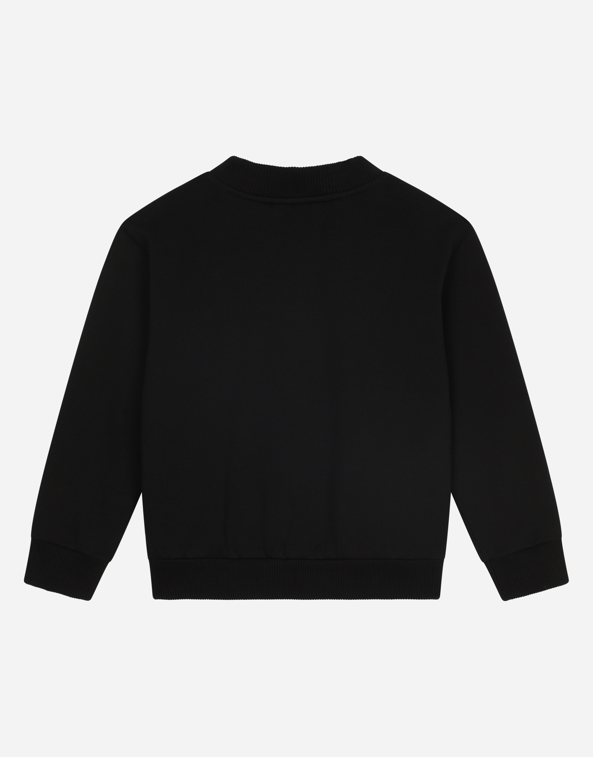 Shop Dolce & Gabbana Jersey Round-neck Sweatshirt With Dg Milano Embroidery In Black