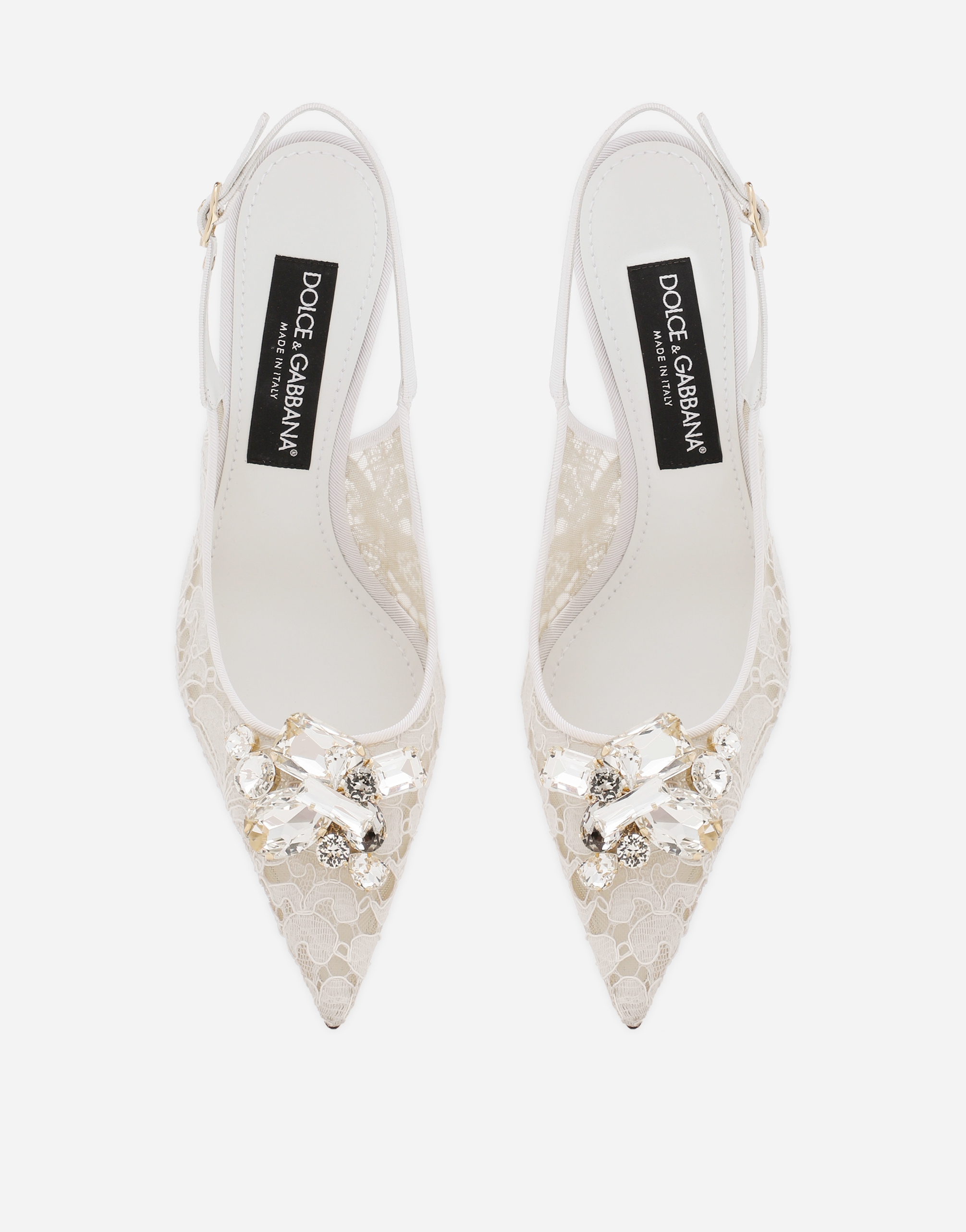 Dolce & Gabbana 'lace Overlay' Slingback Embellished Detail In Grey