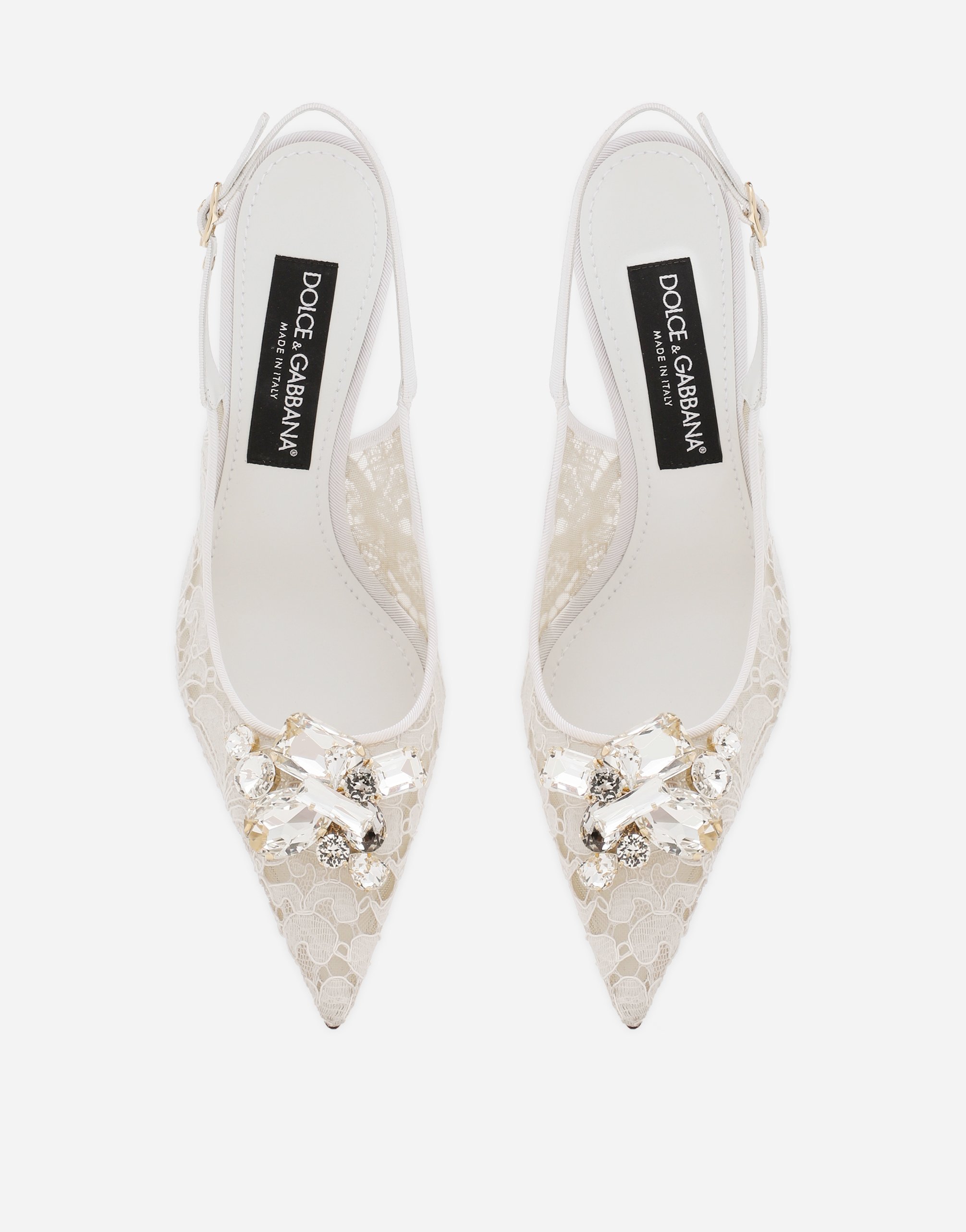 Shop Dolce & Gabbana Rainbow Lace Slingbacks In Lurex Lace In Grey