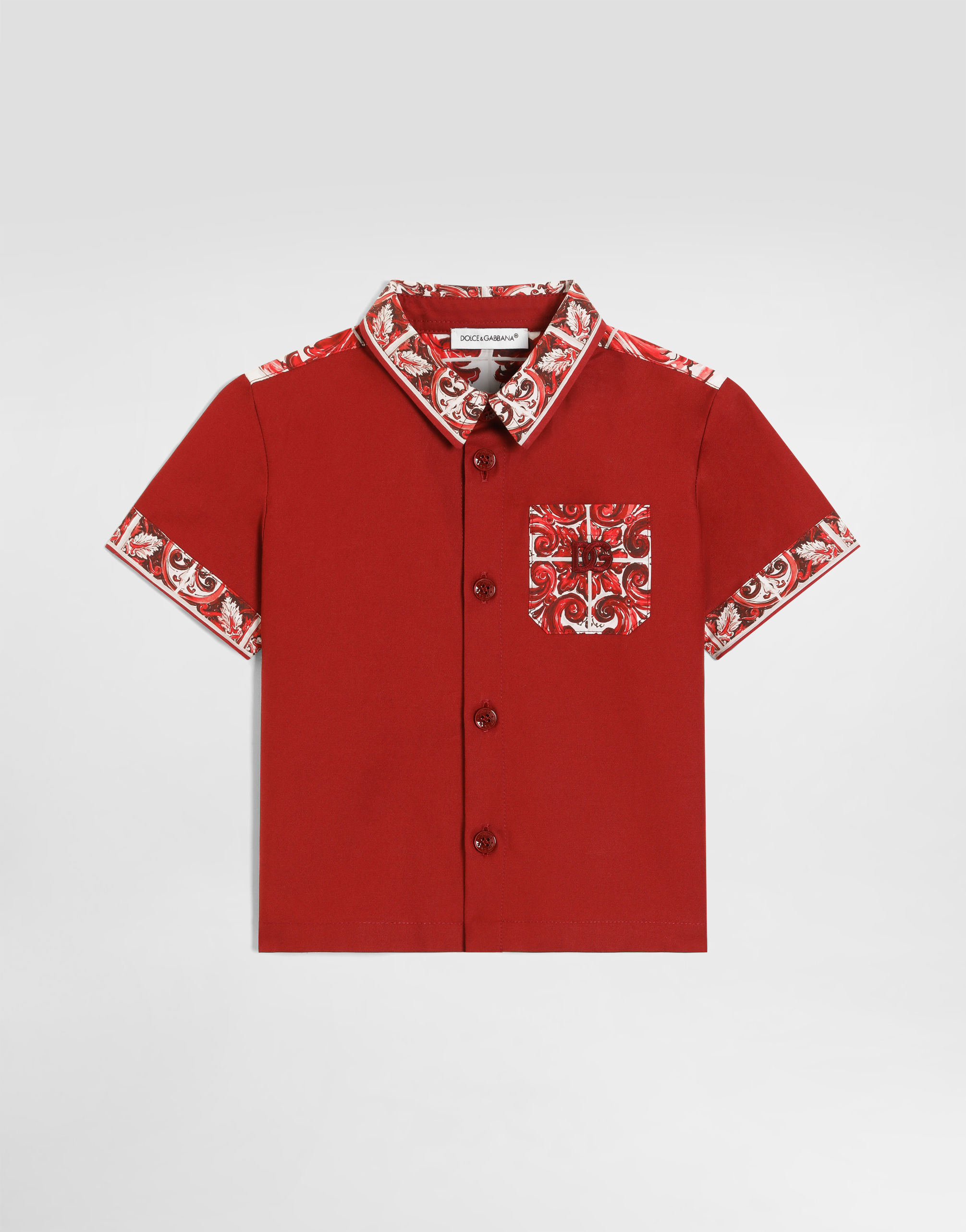 マルチカラーのボーイズ Majolica-print poplin shirt | Dolce&Gabbana®