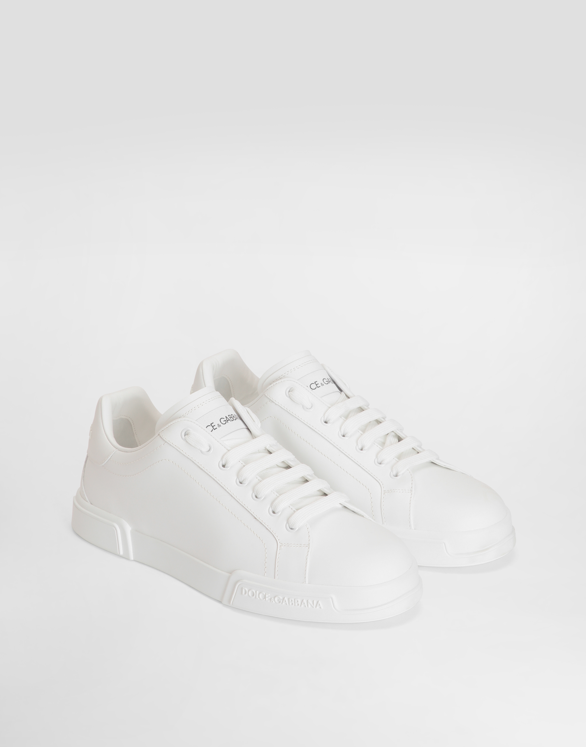 Dolce & Gabbana Portofino Light White Sneakers With Logo Patch On The Tongue And Tonal Logo Lettering On The Heel In