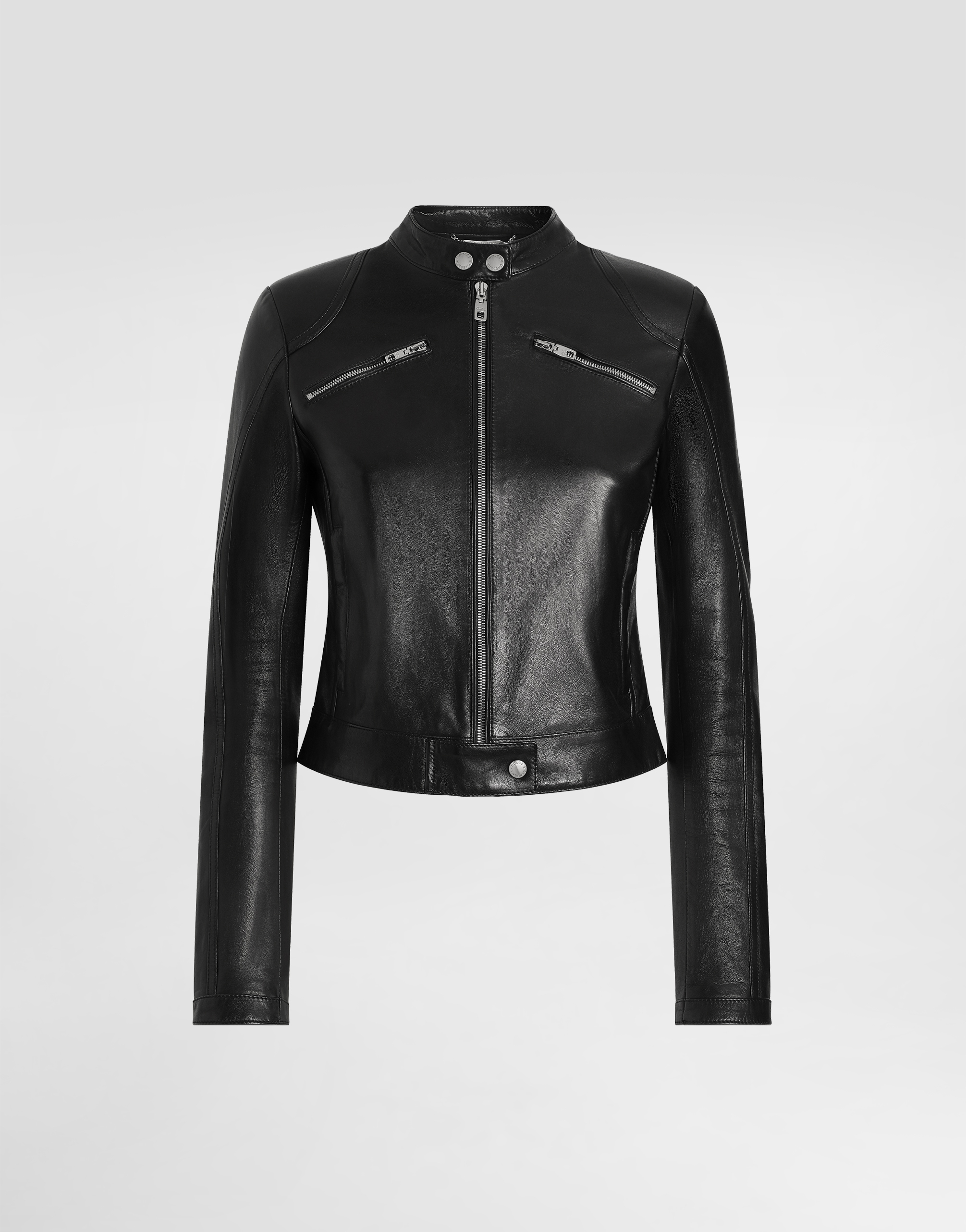 Dolce & Gabbana Leather Biker Jacket In Black
