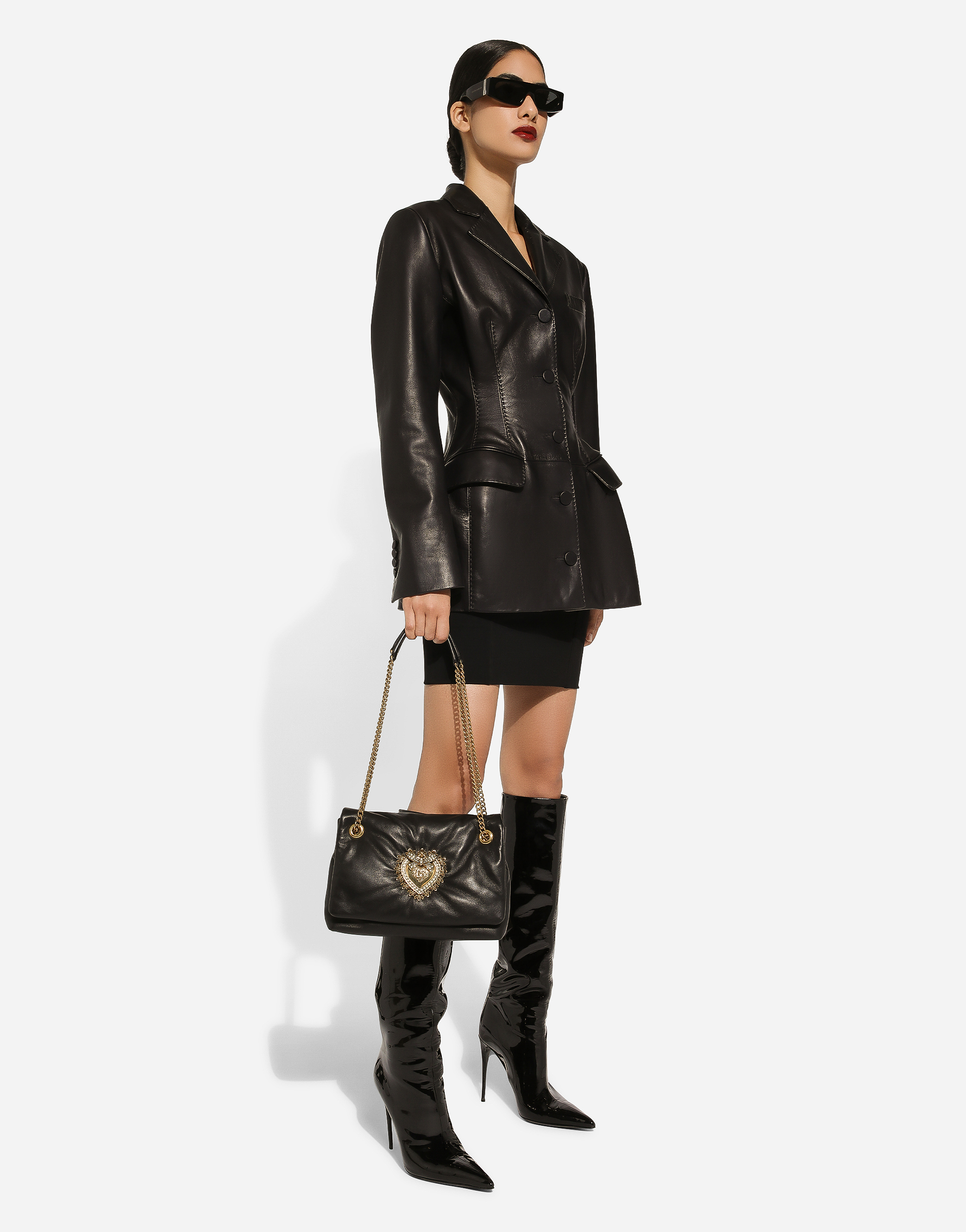 Shop Dolce & Gabbana Calfskin Turlington Jacket In Black
