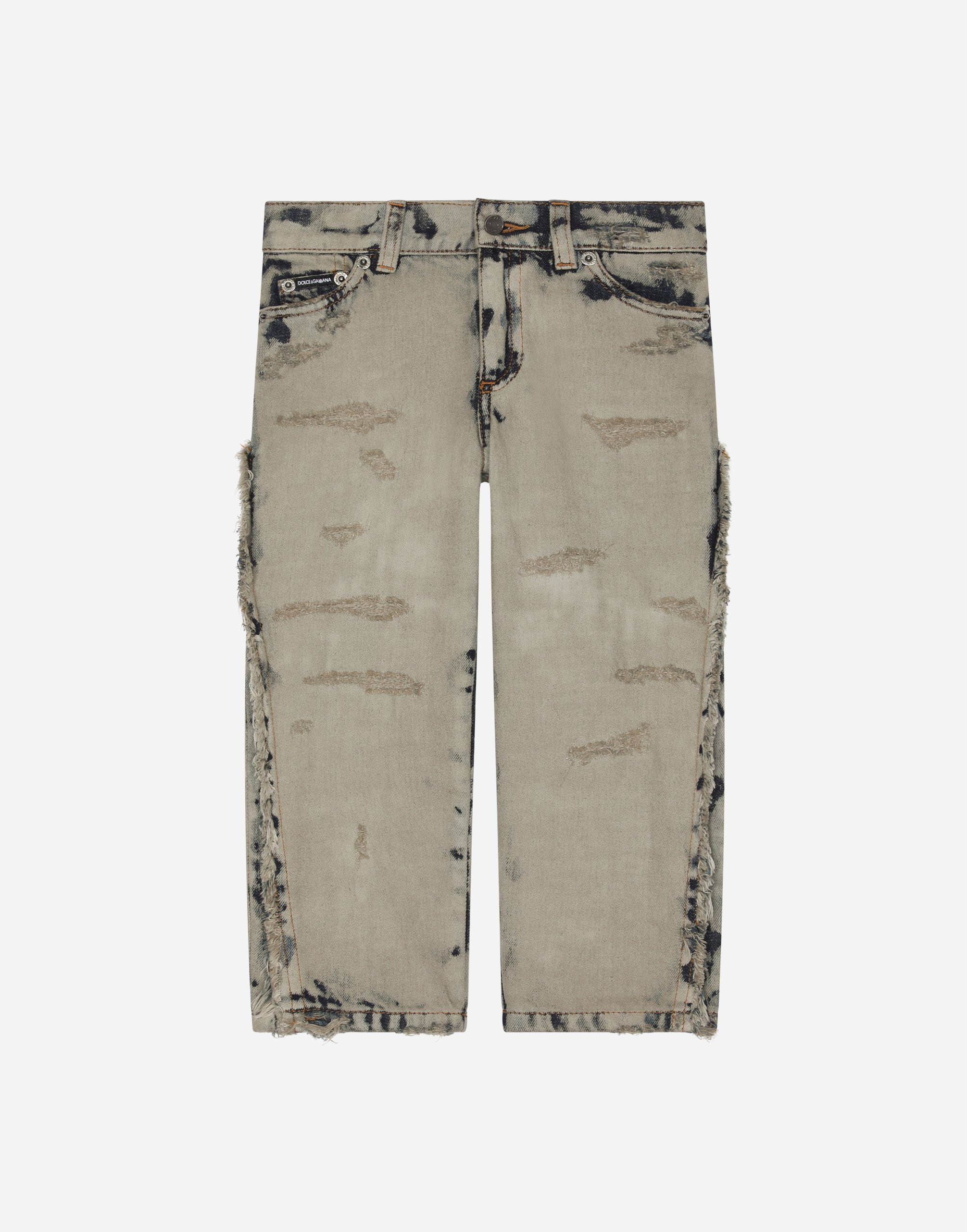 Dolce & Gabbana Kids' Overdyed Washed Denim Jeans In Multicolor